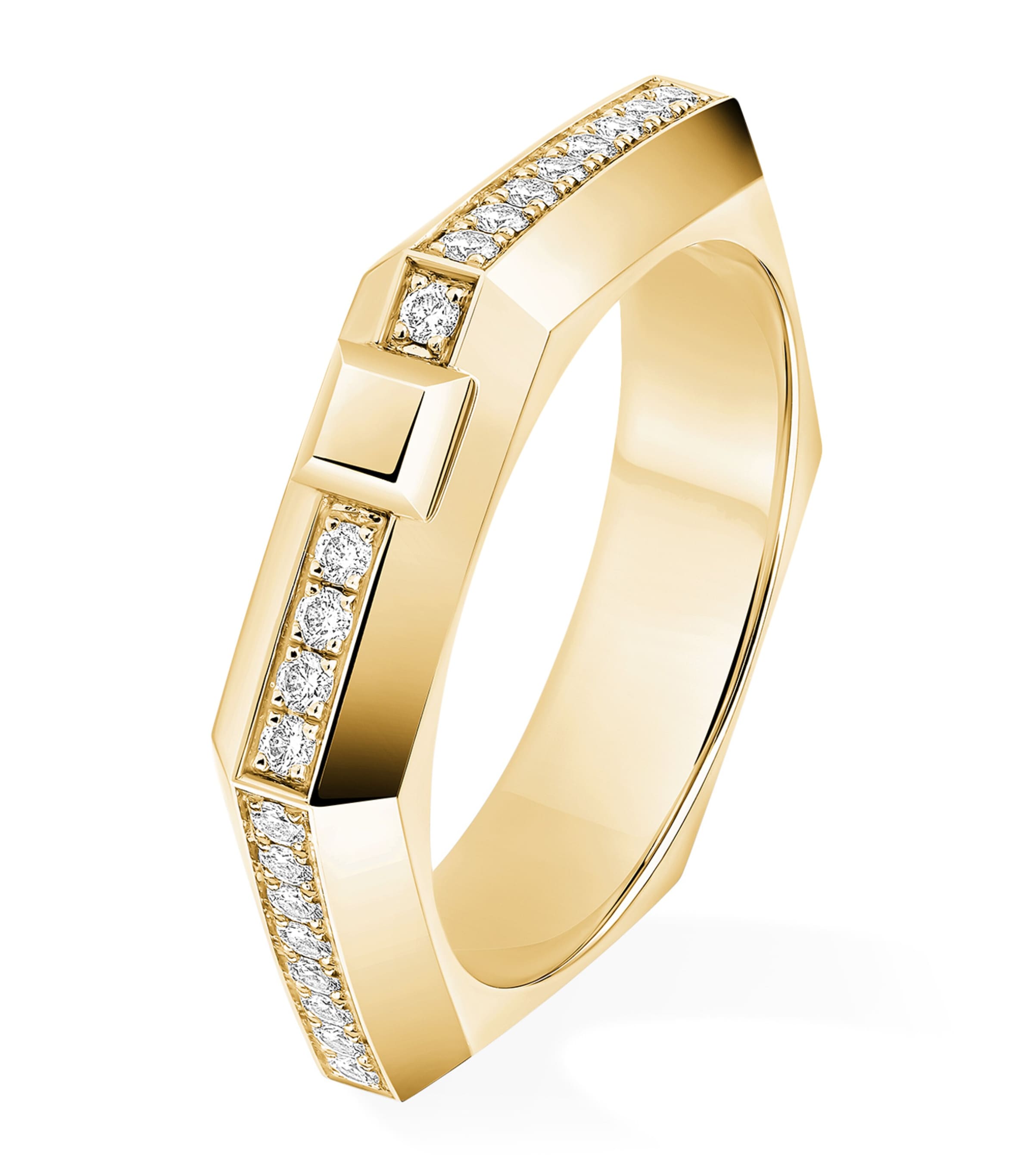 Messika Moderniste Yellow Gold and Diamond Small Pavé Ring White Gold