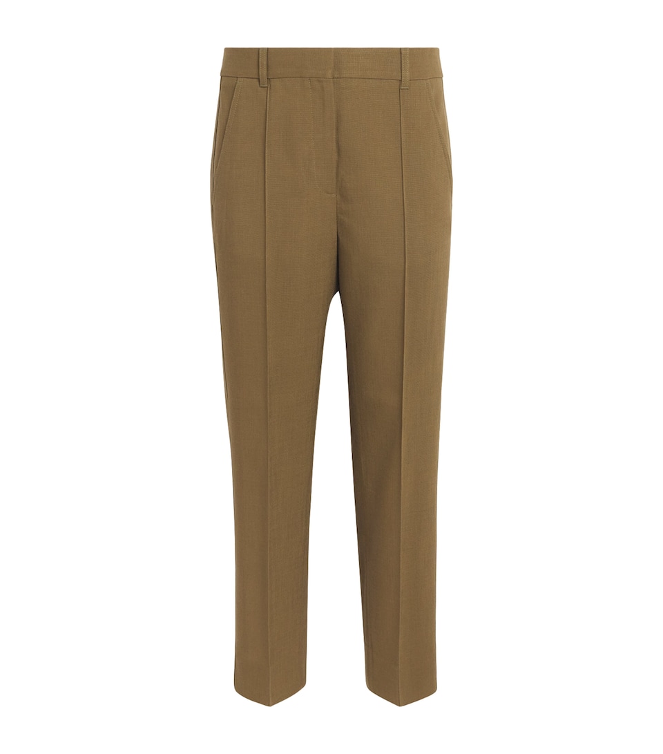 ME+EM Womens Slim Cropped Tailored Trousers Olive Green