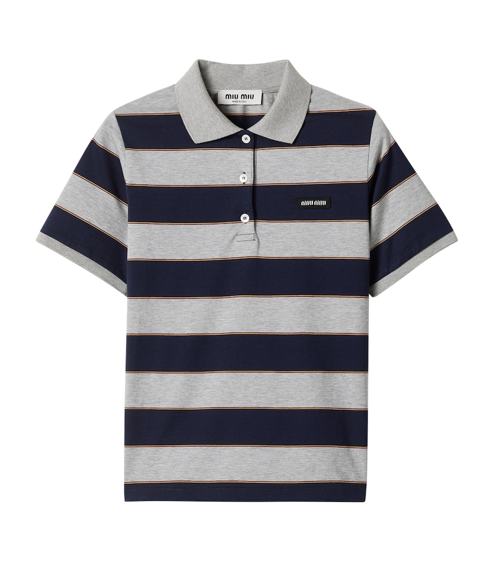 Miu Miu Womens Cotton Stripe Polo Shirt