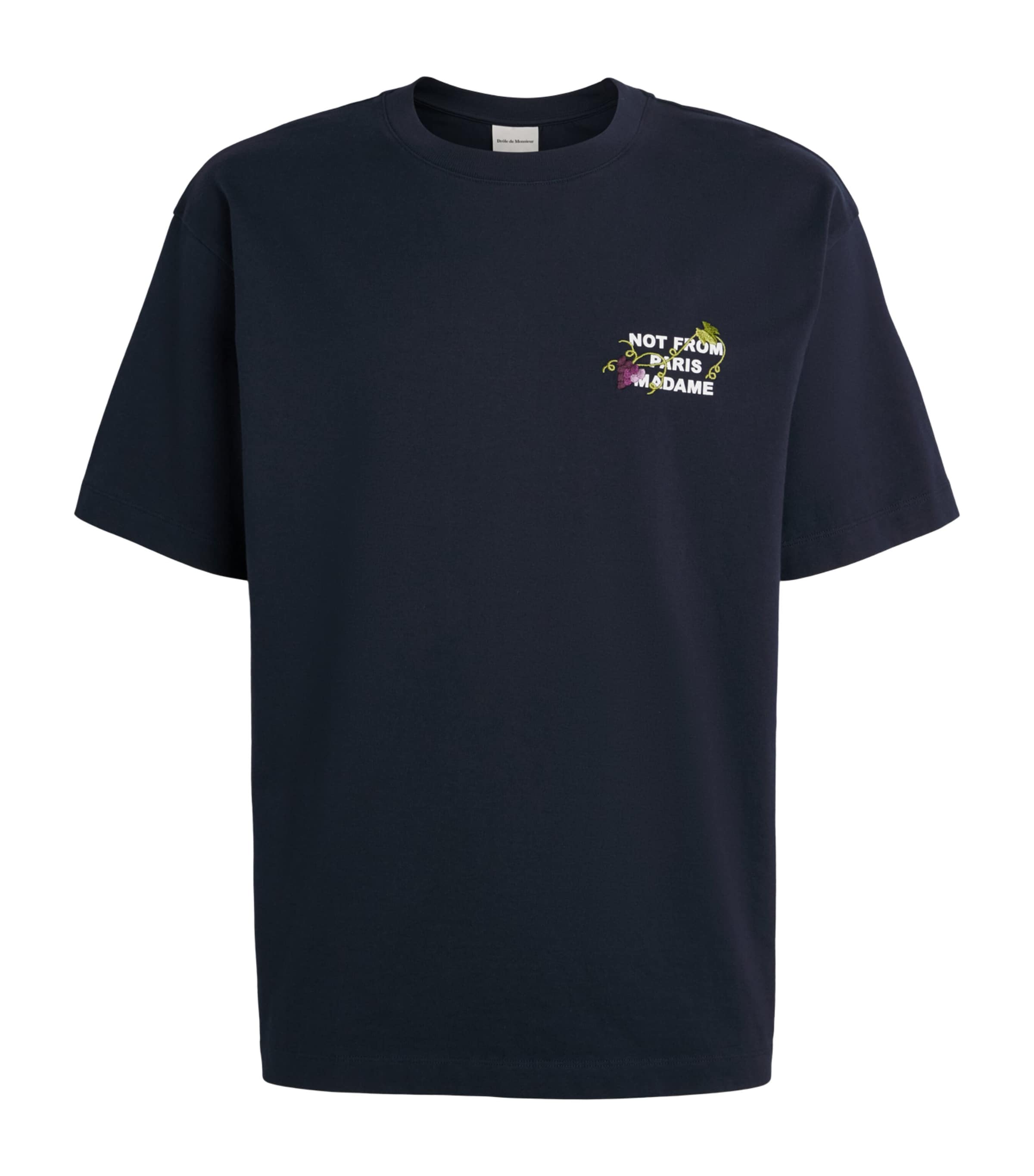 Drôle de Monsieur Mens Cotton Vine Slogan T-Shirt Navy