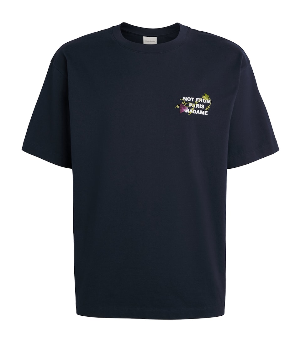 Drôle de Monsieur Mens Cotton Vine Slogan T-Shirt Navy