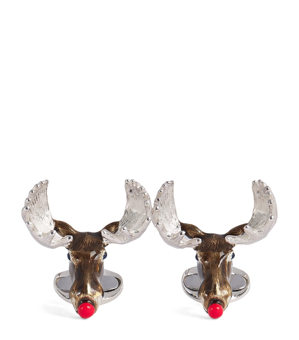 Sterling Silver Christmas Moose Cufflinks
