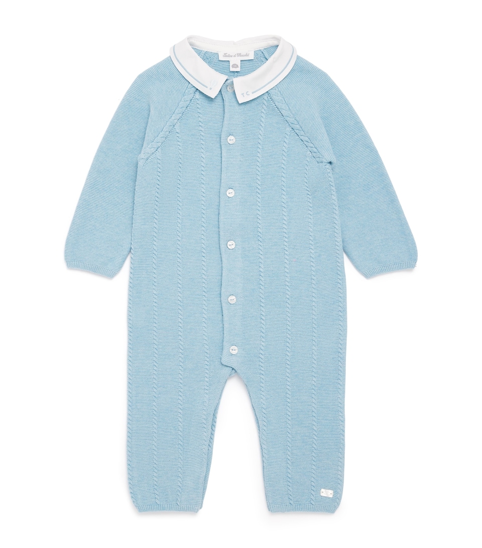 Embroidered-Collar Knitted Playsuit (1-24 Months)