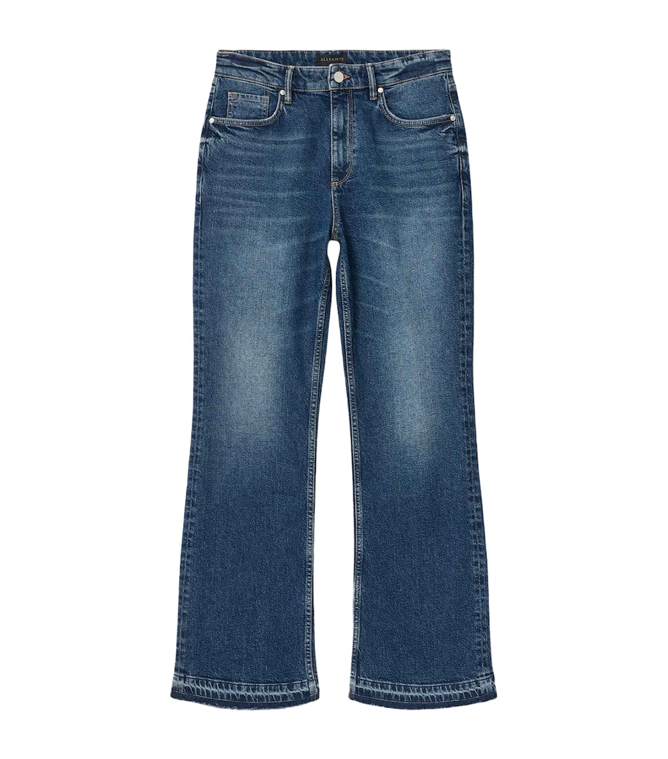 AllSaints Womens Bootcut Fable Mid-Rise Jeans Mid Indigo