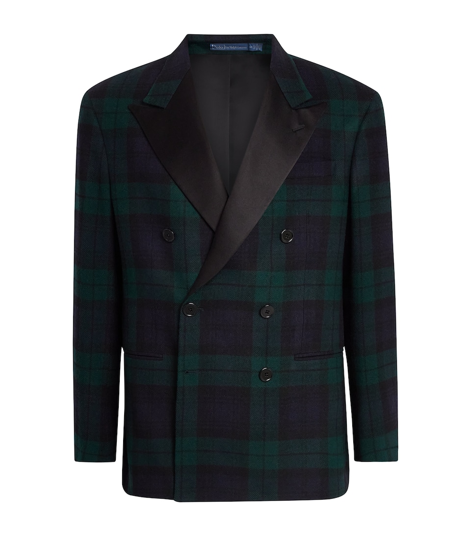 Polo Ralph Lauren Mens Wool Plaid Double-Breasted Polo Tuxedo Jacket Blackwatch