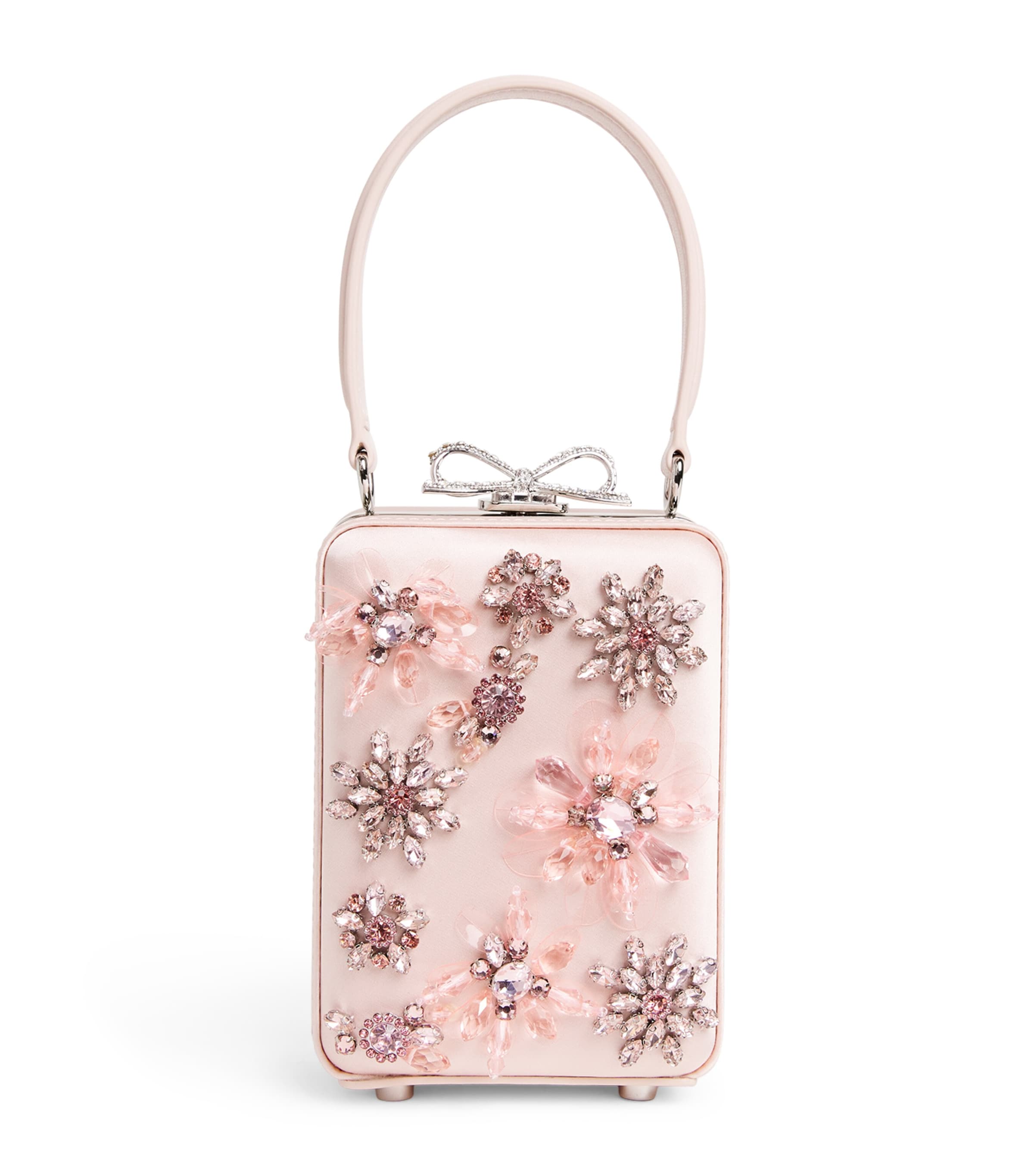 Mini Satin Crystal-Embellished Top-Handle Bag