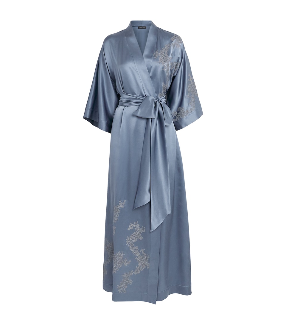 Carine Gilson Womens Silk Long Cérès Robe Bluestone