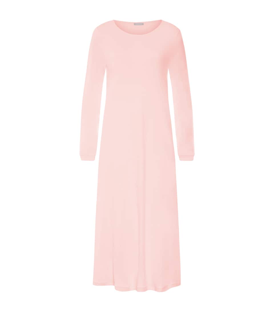 Hanro Womens Cotton Long-Sleeve Nightdress Rosewater