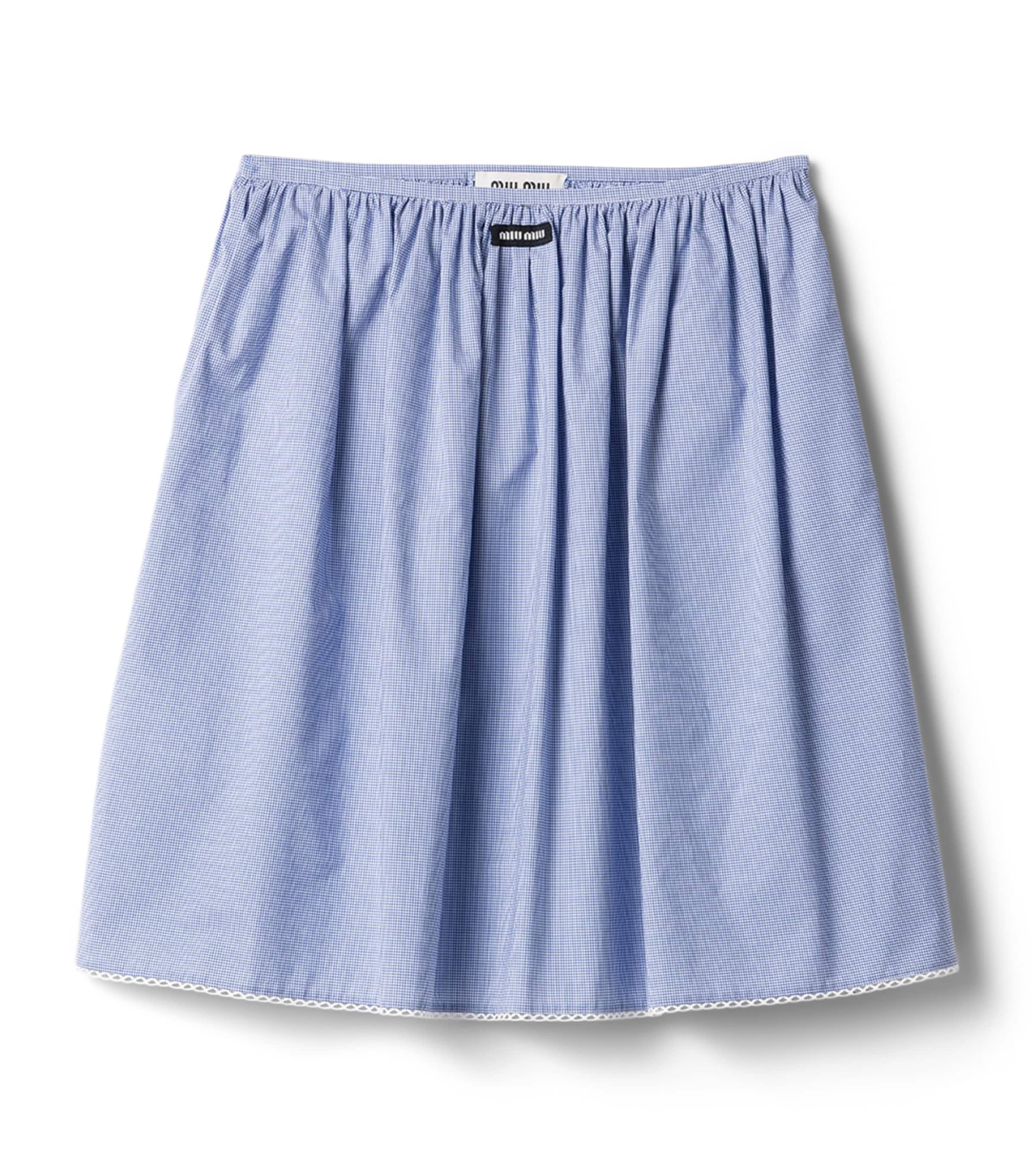 Miu Miu Womens Cotton Gingham Midi Skirt