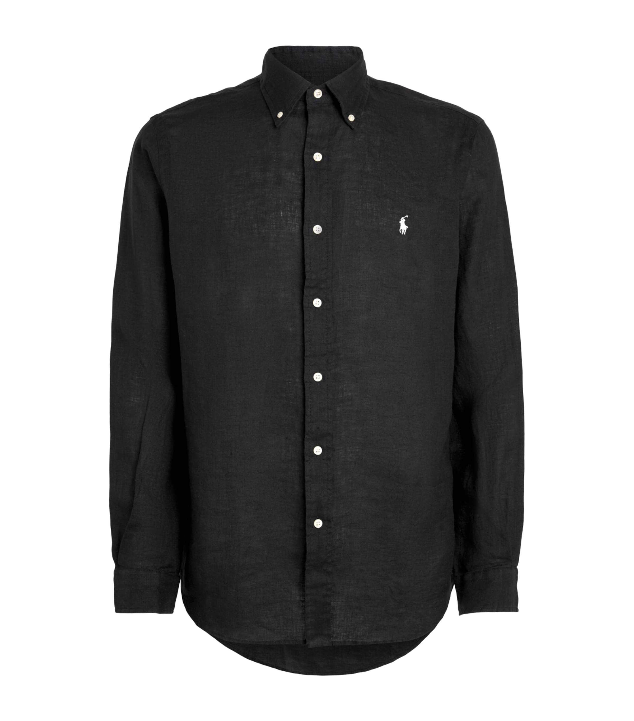 Polo Ralph Lauren Mens Linen Custom-Fit Polo Pony Shirt Polo Black