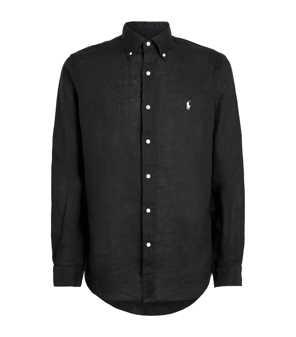Polo Ralph Lauren Mens Linen Custom-Fit Polo Pony Shirt Polo Black