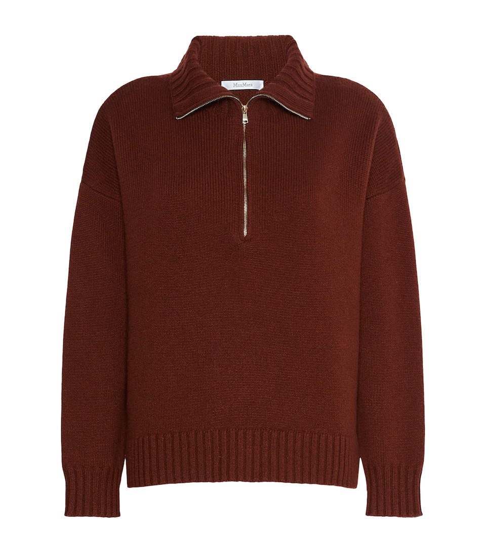 Max Mara Womens Cashmere Quarter-Zip Sweater Rust