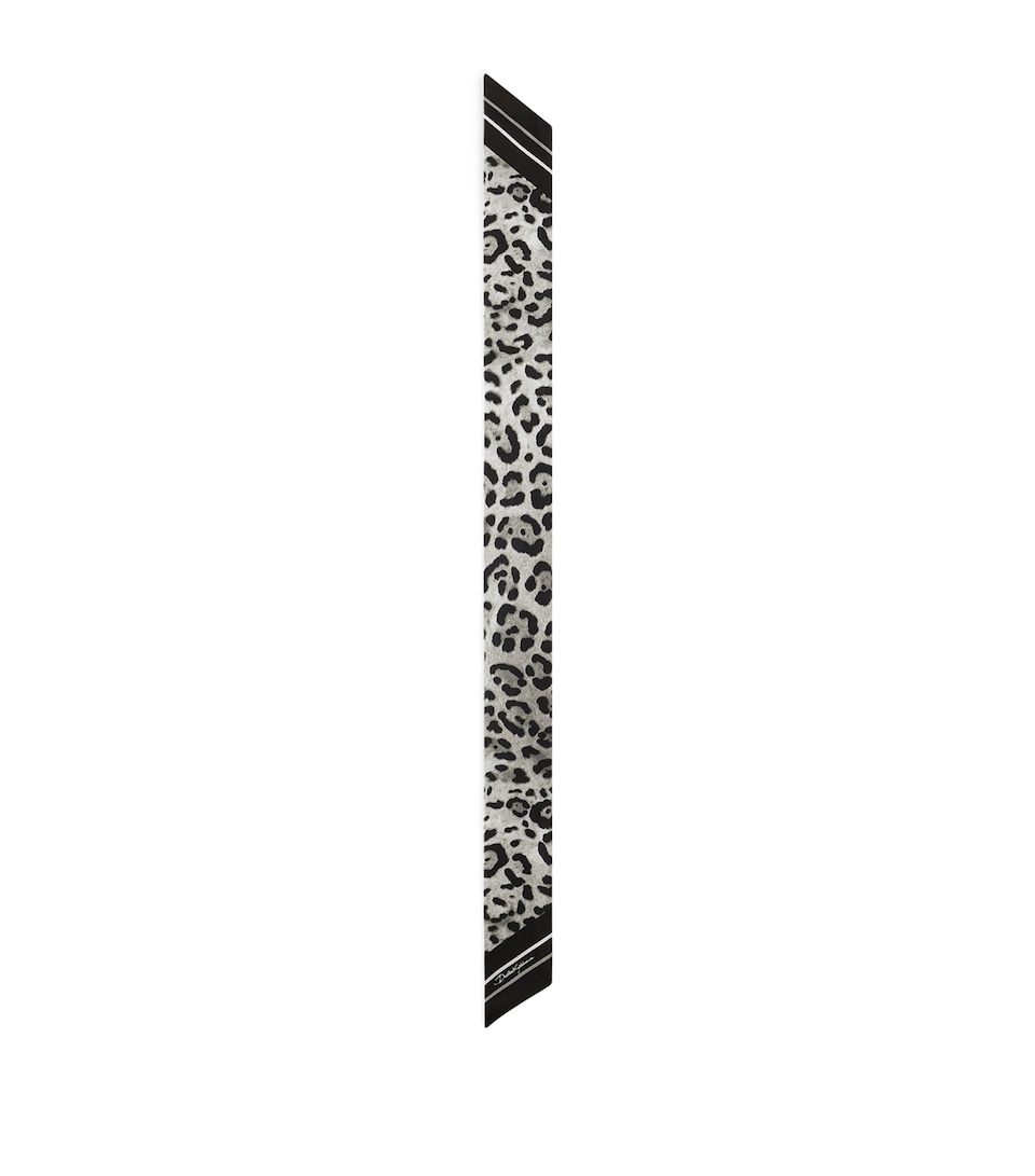 Silk Leopard Print Skinny Scarf