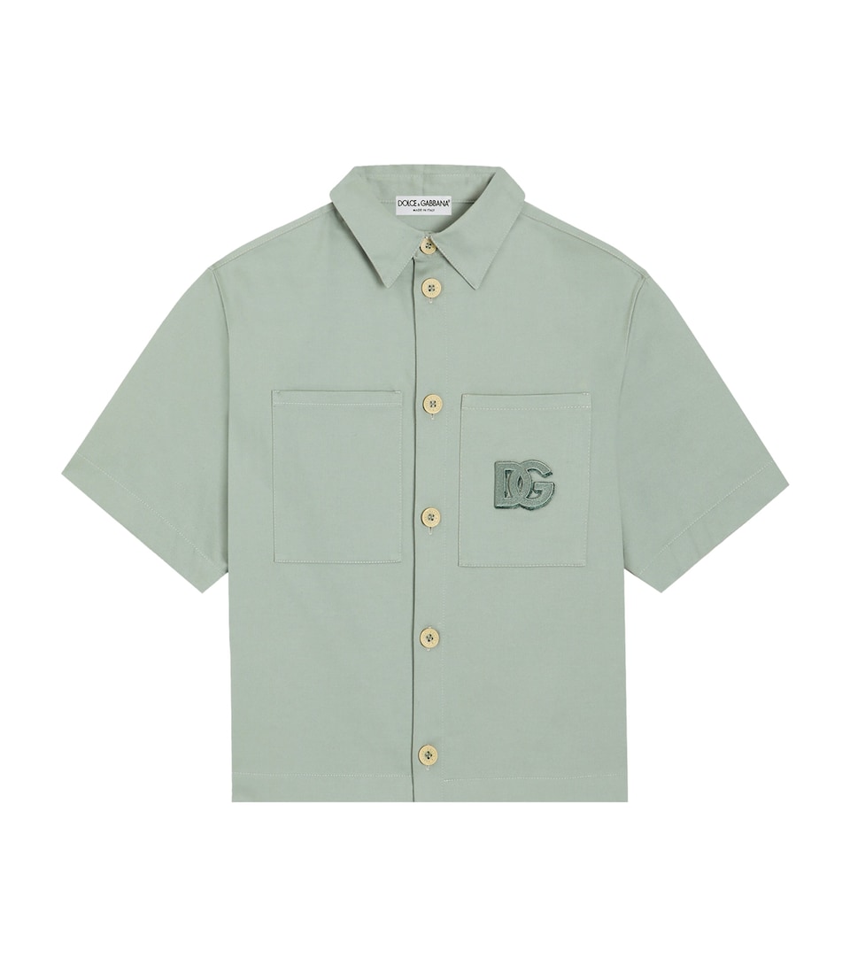 Dolce&Gabbana Kids Stretch-Cotton DG Shirt (8-12+ Years) Combined Colou