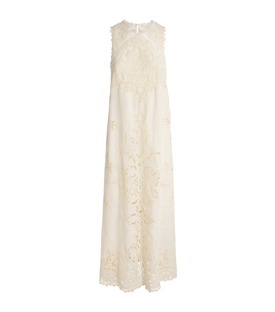 Ulla Johnson Womens Linen Embroidered Coralite Midi Dress Ivory