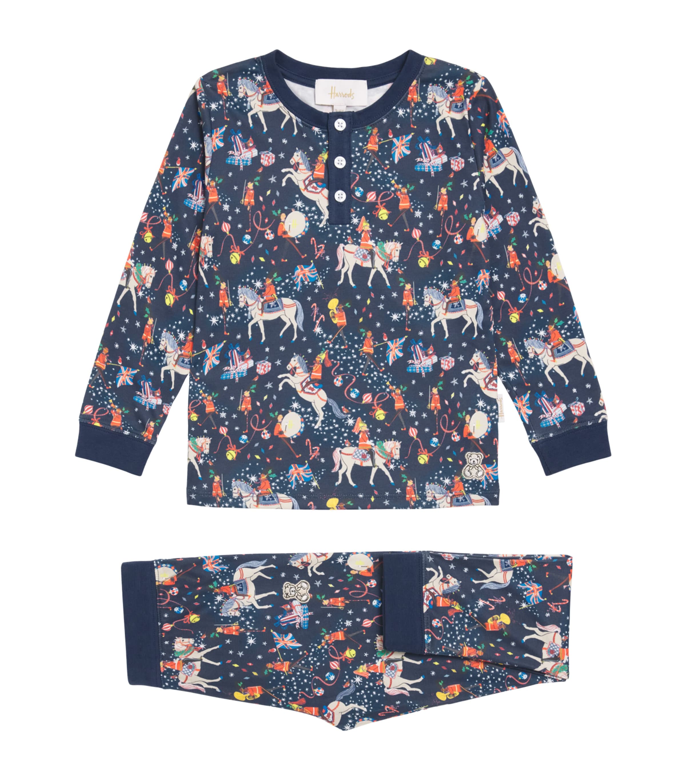 Harrods Pima Cotton Christmas Pyjama Set (2-12 Years) Navy