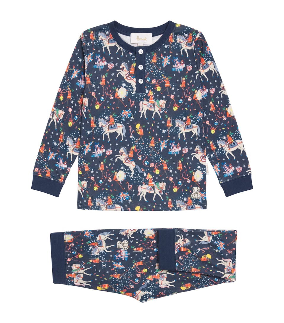 Harrods Pima Cotton Christmas Pyjama Set (2-12 Years) Navy