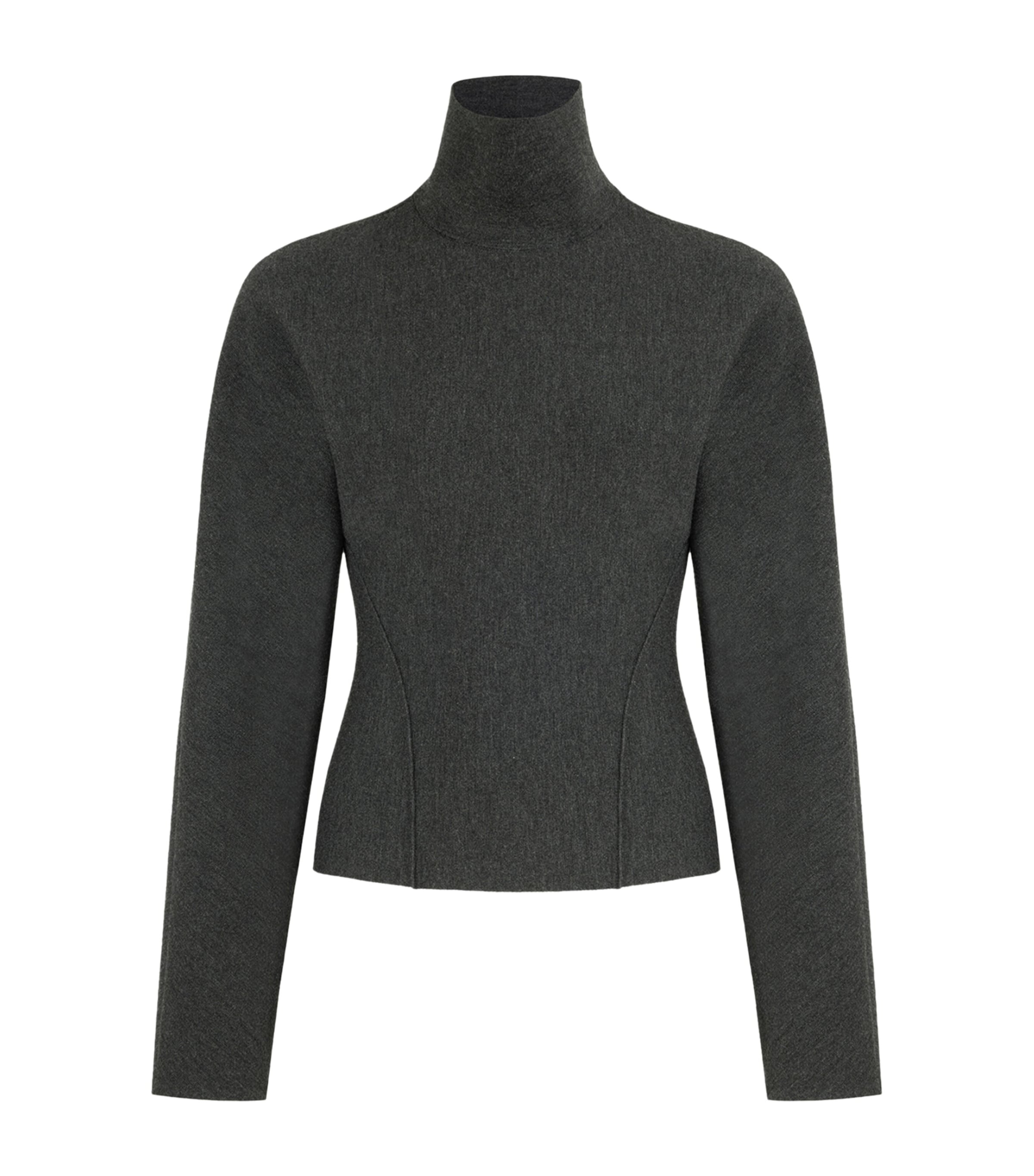 Alaïa Womens Wool-Blend High-Neck Sweater Dark Grey