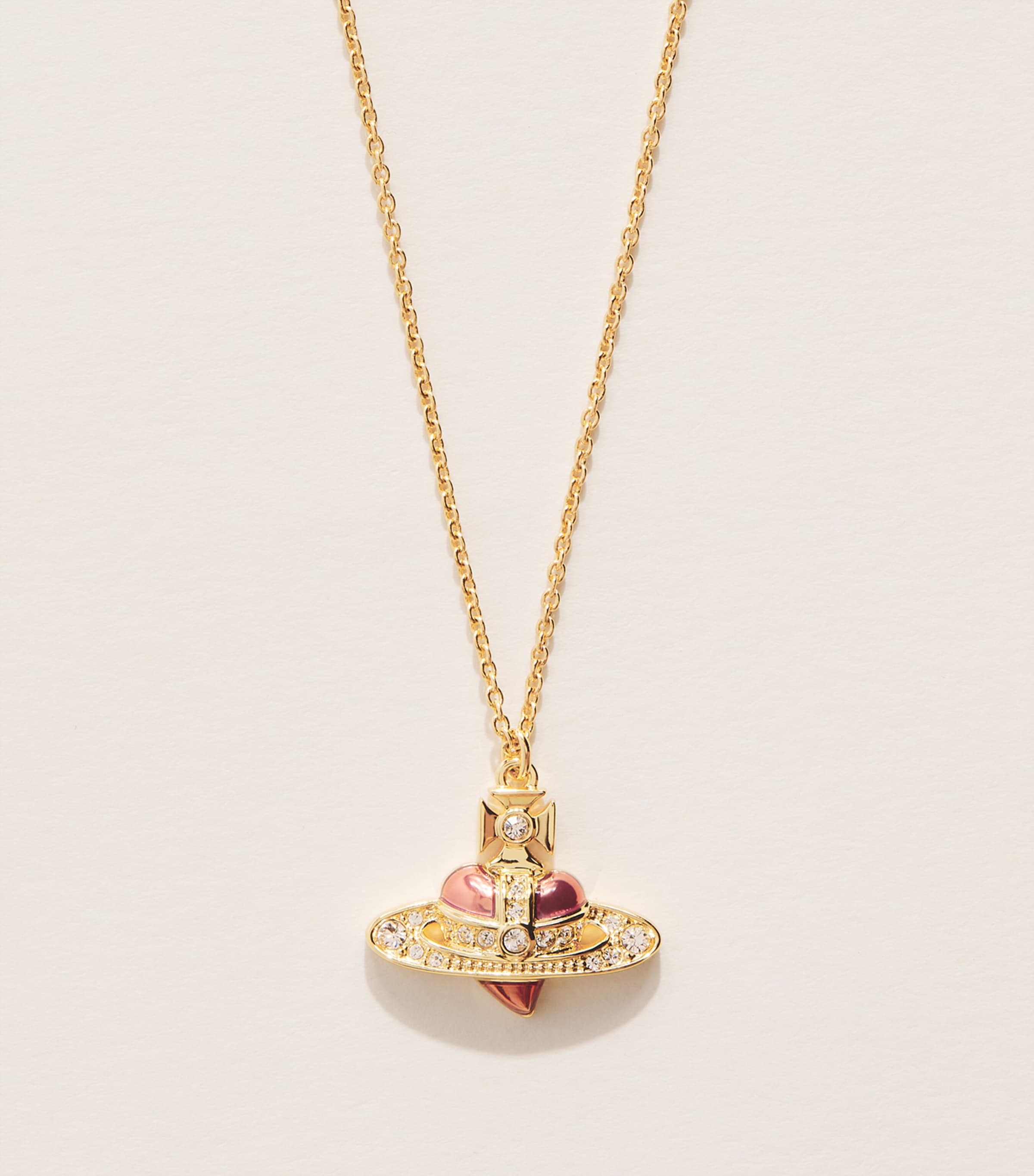 Vivienne Westwood Diamante Heart Necklace Gd Qtz Crs