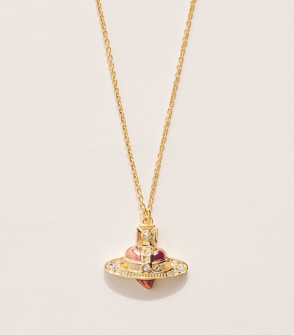 Vivienne Westwood Diamante Heart Necklace Gd Qtz Crs