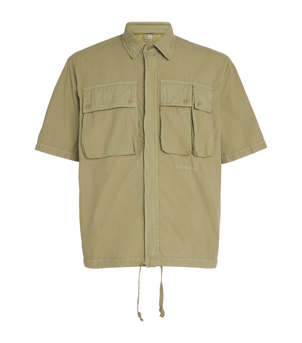 C.P. Company Mens 50 Fili Zip-Up Shirt Dried Herb