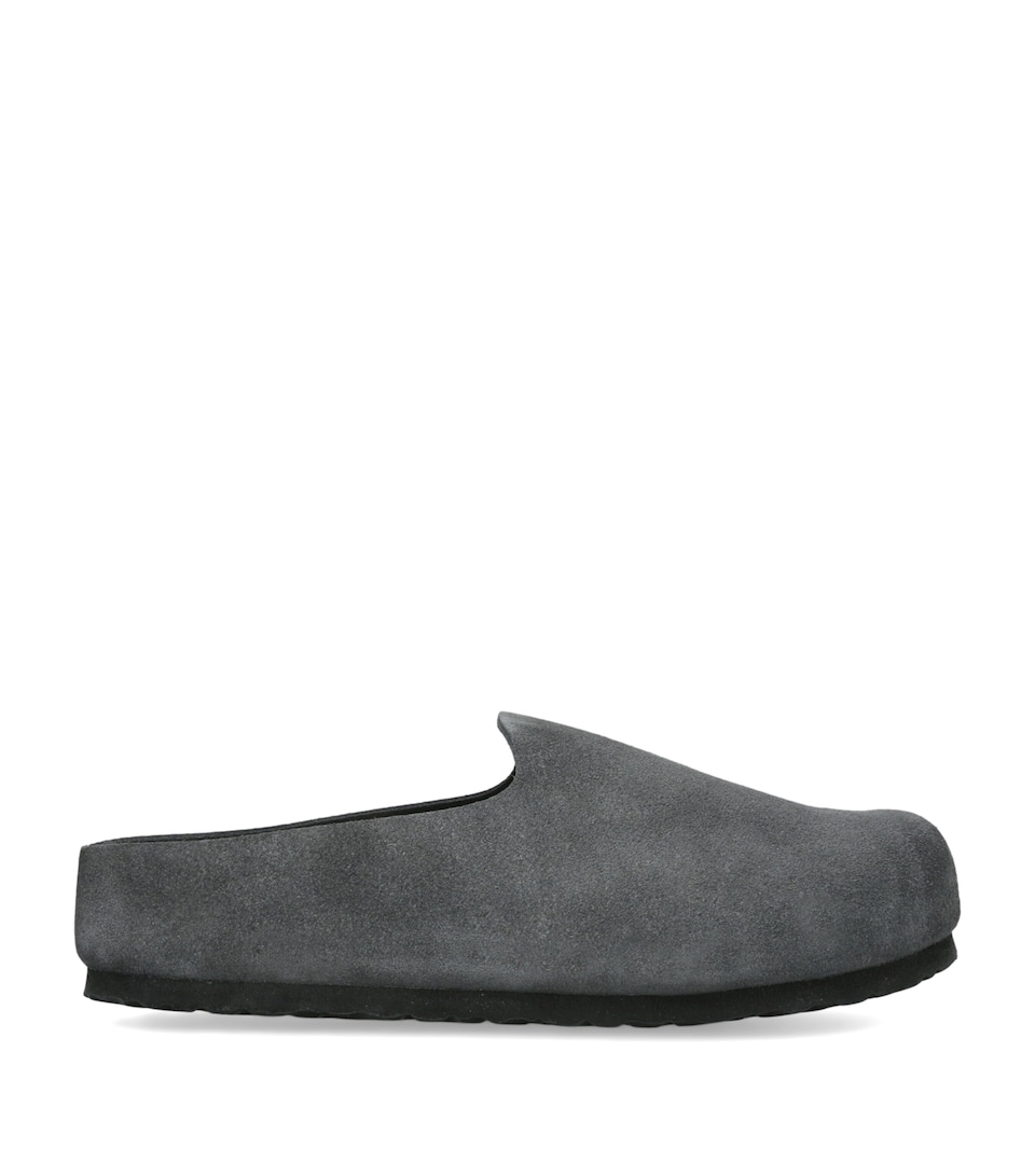 Birkenstock Suede Amsterdam Wrapped Clogs Grey Mid