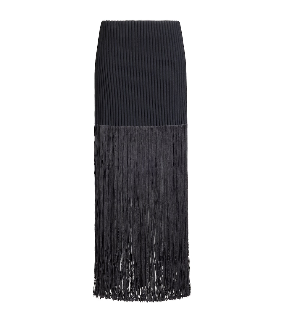 Alaïa Womens Fringed Maxi Skirt Black