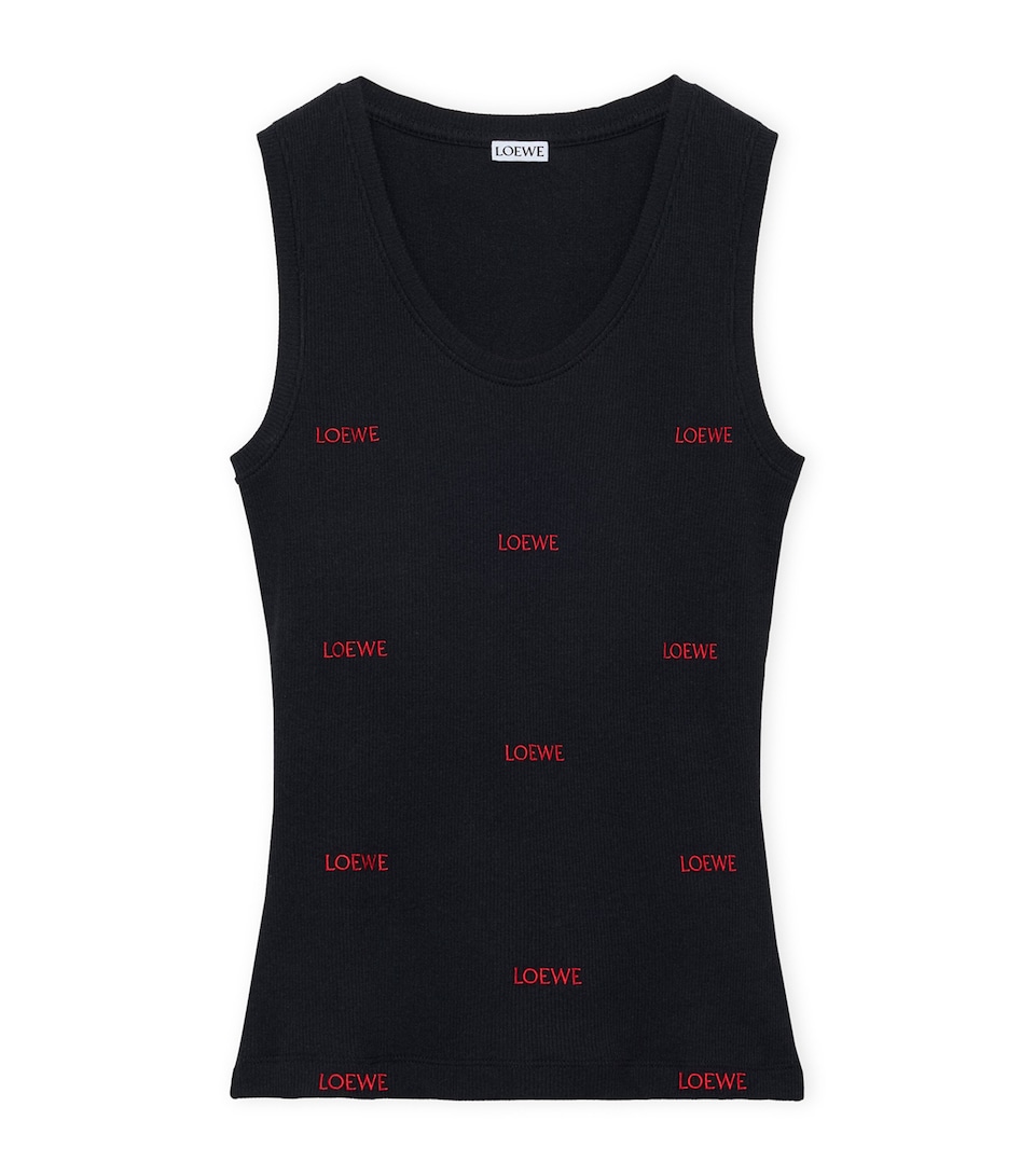LOEWE Womens Embroidered Logo Tank Top Black