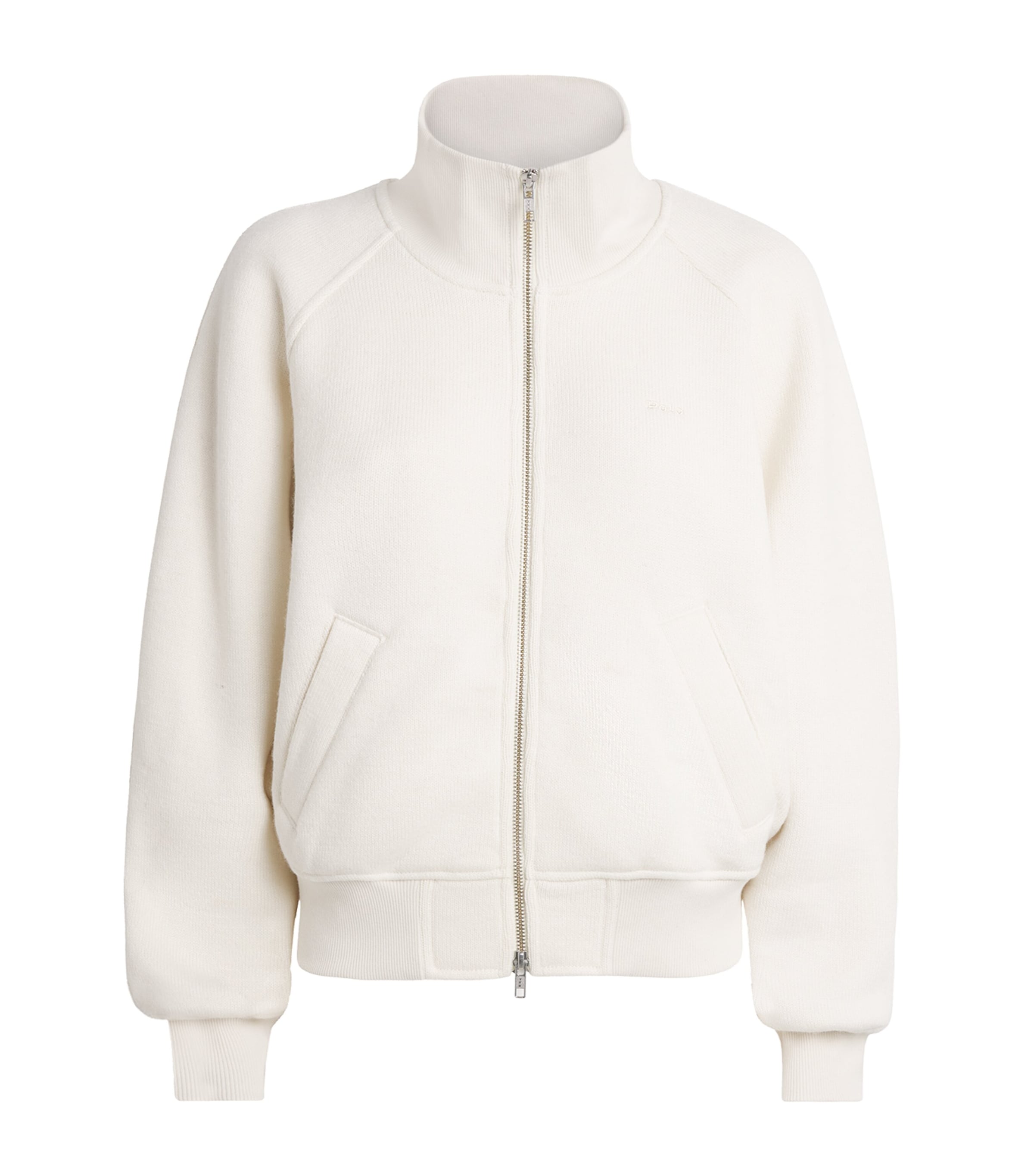 Polo Ralph Lauren Womens Wool-Blend Knitted Track Jacket Warm Cream