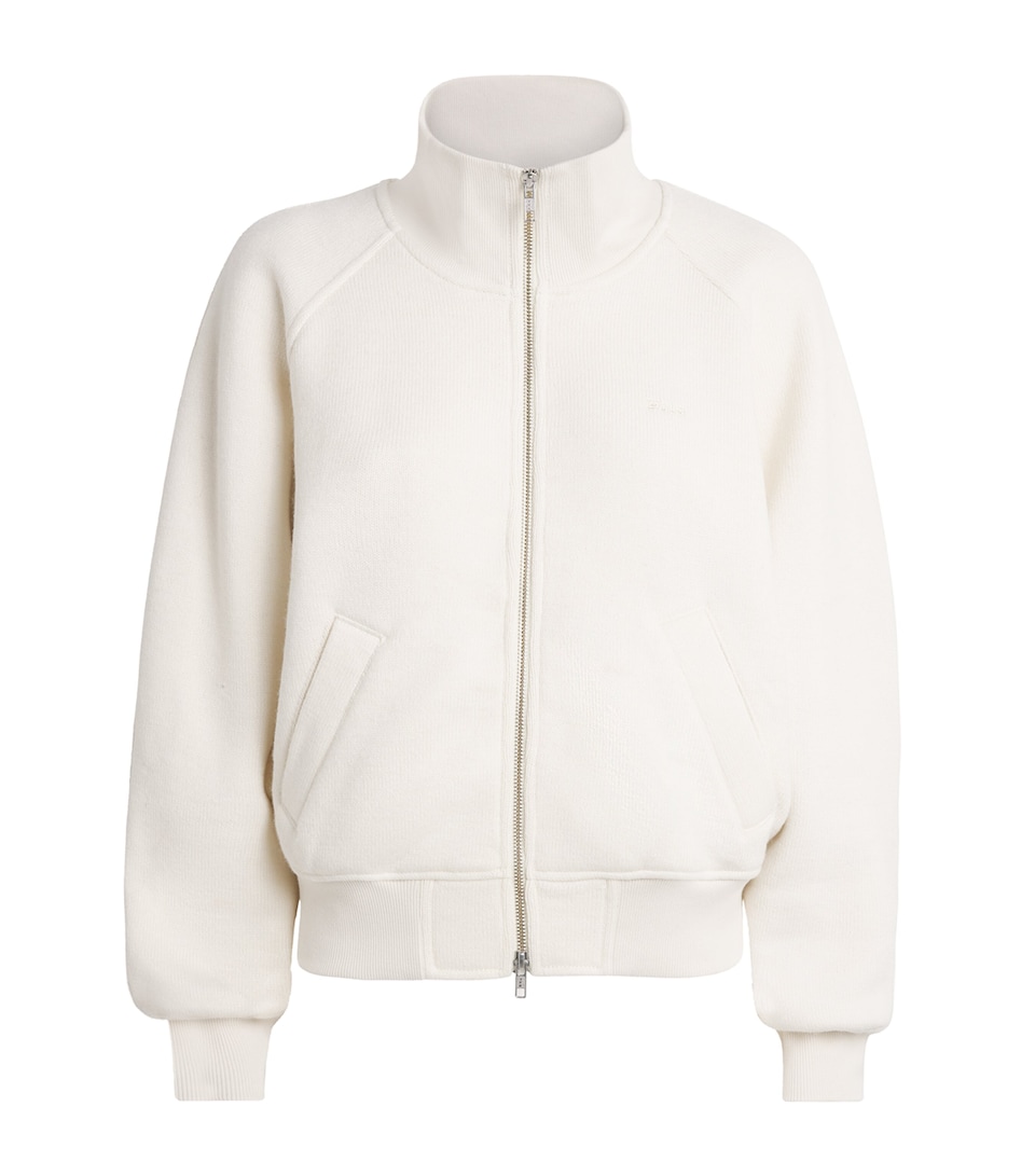 Polo Ralph Lauren Womens Wool-Blend Knitted Track Jacket Warm Cream