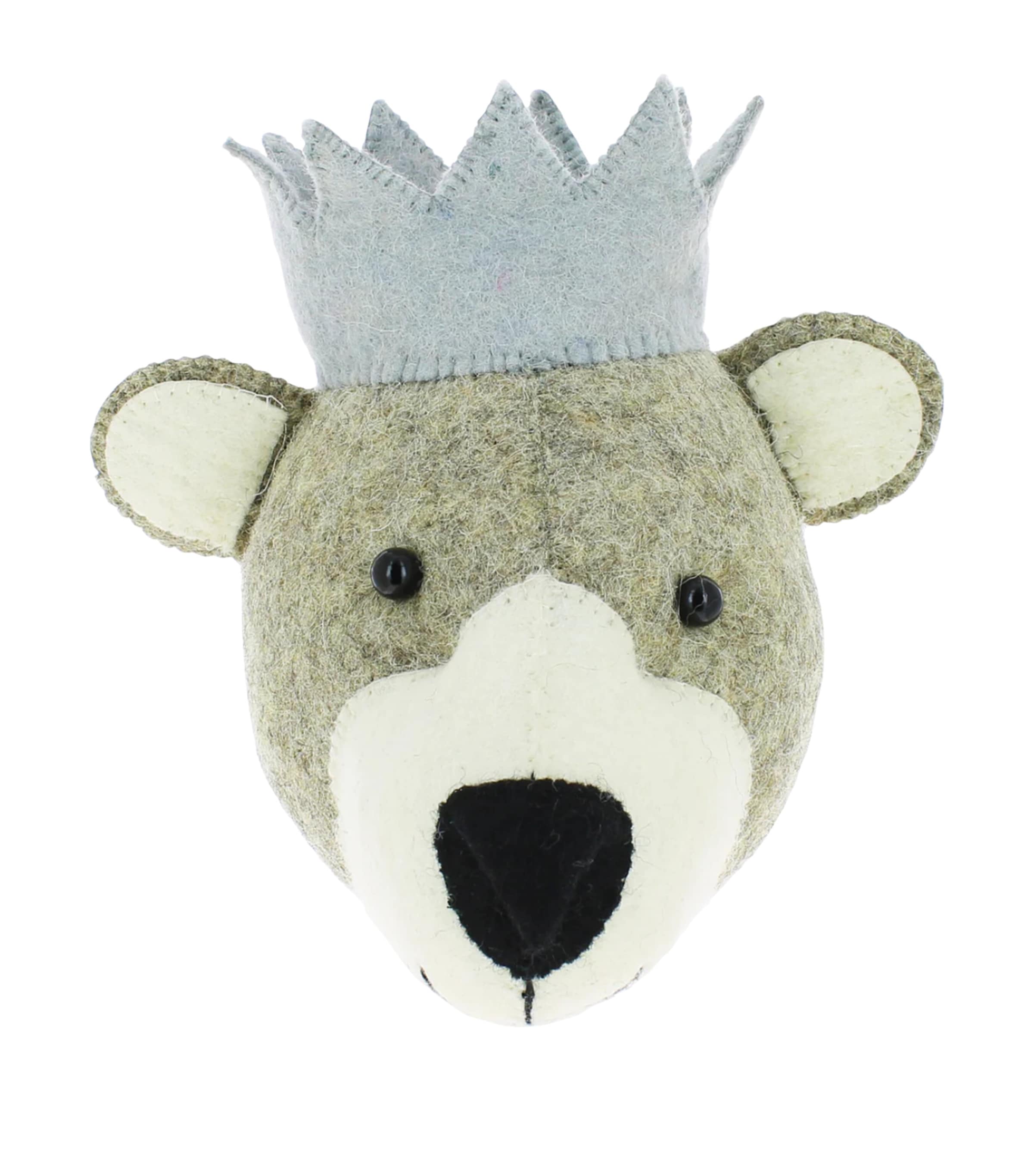 Mini Organic Wool Bear Head Decoration (23cm)