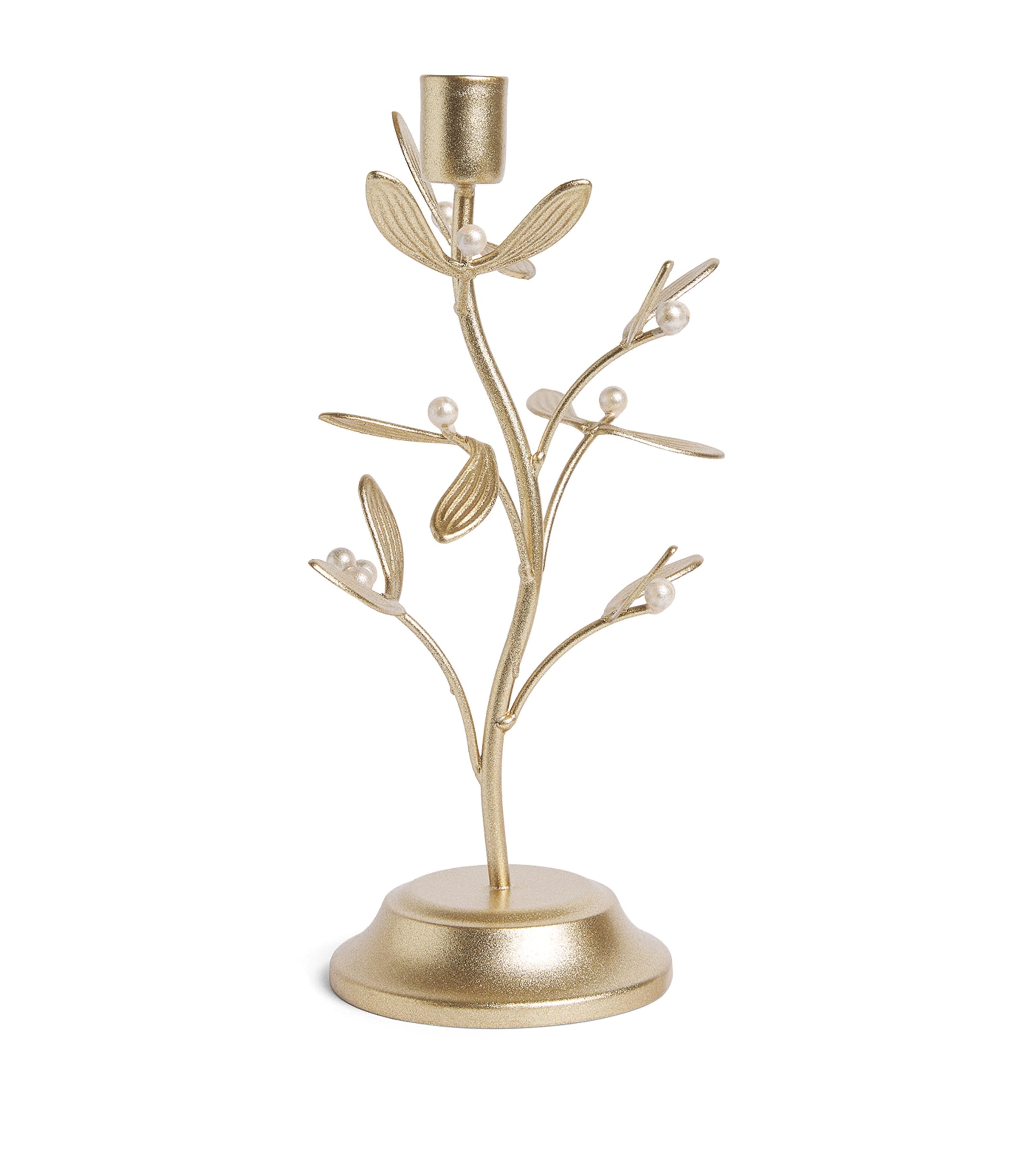 Harrods Faux Pearl-Embellished Mistletoe Candleholder Gold