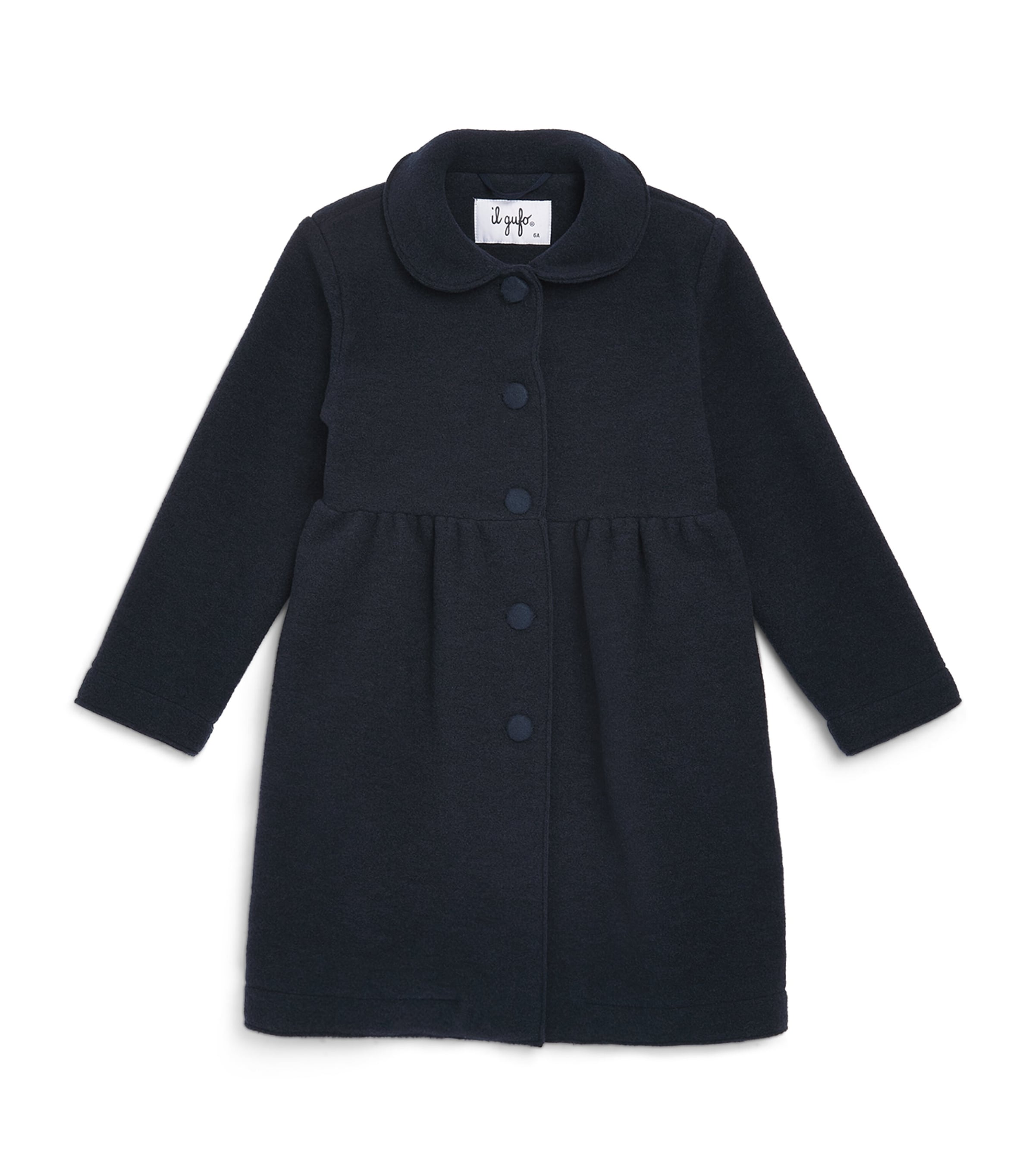 Il Gufo Pleated Pea Coat (6 Months - 10 Years) Navy Blue