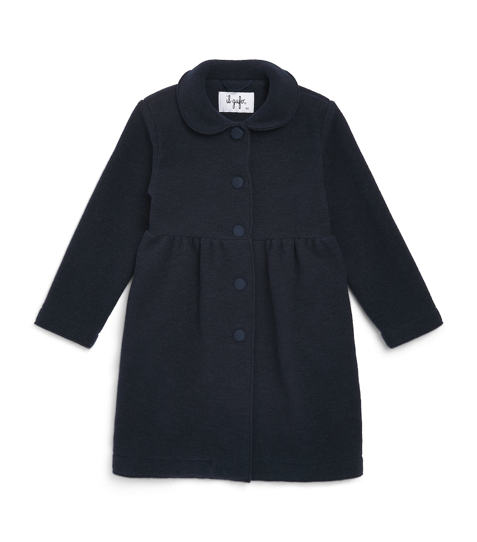 Il Gufo Pleated Pea Coat (6 Months - 10 Years) Navy Blue