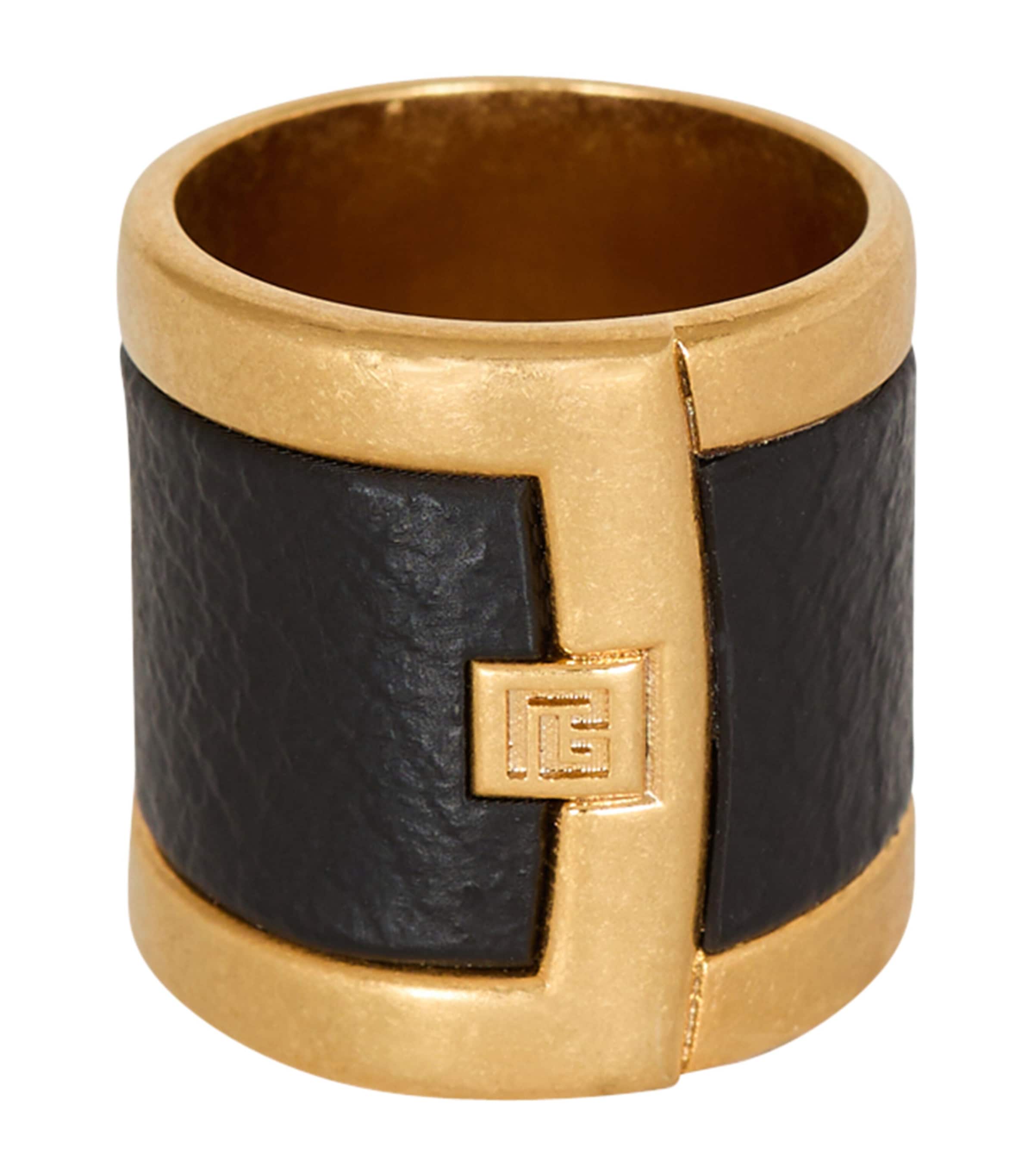 Balmain Gold-Tone Anthem Ring Oro/noir