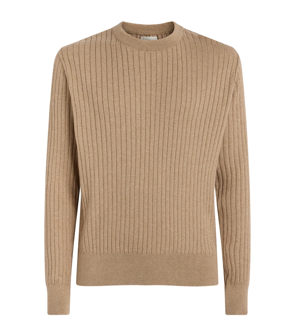 Oliver Spencer Mens Organic Cotton Ribbed Blenheim Sweater Sand