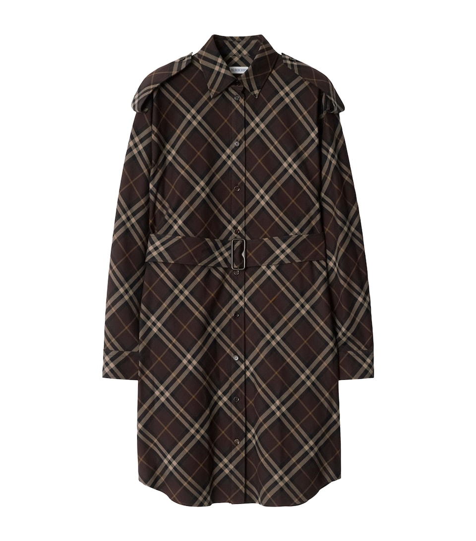 Cotton Check Mini Shirt Dress