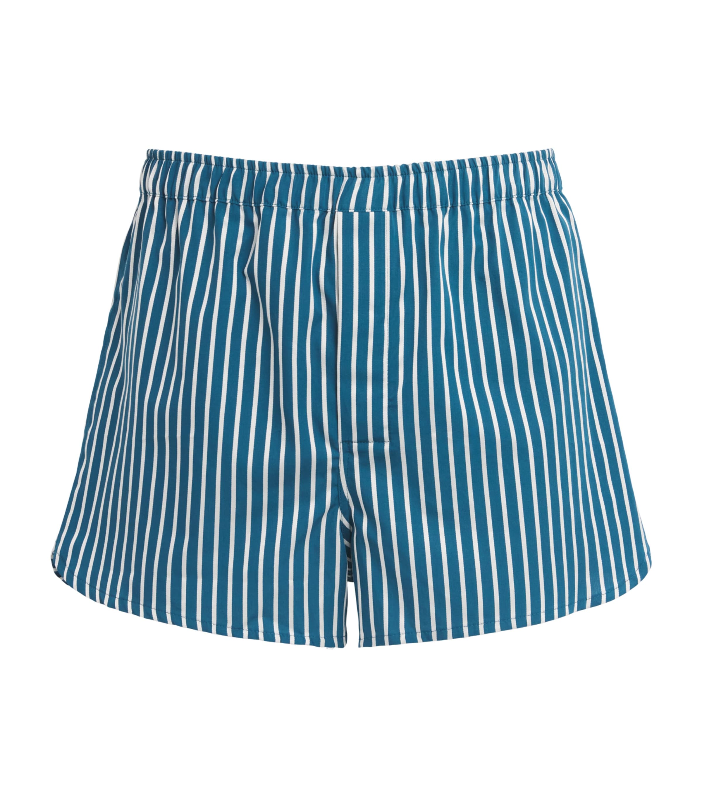 Derek Rose Mens Cotton Stripe Boxer Shorts Blu