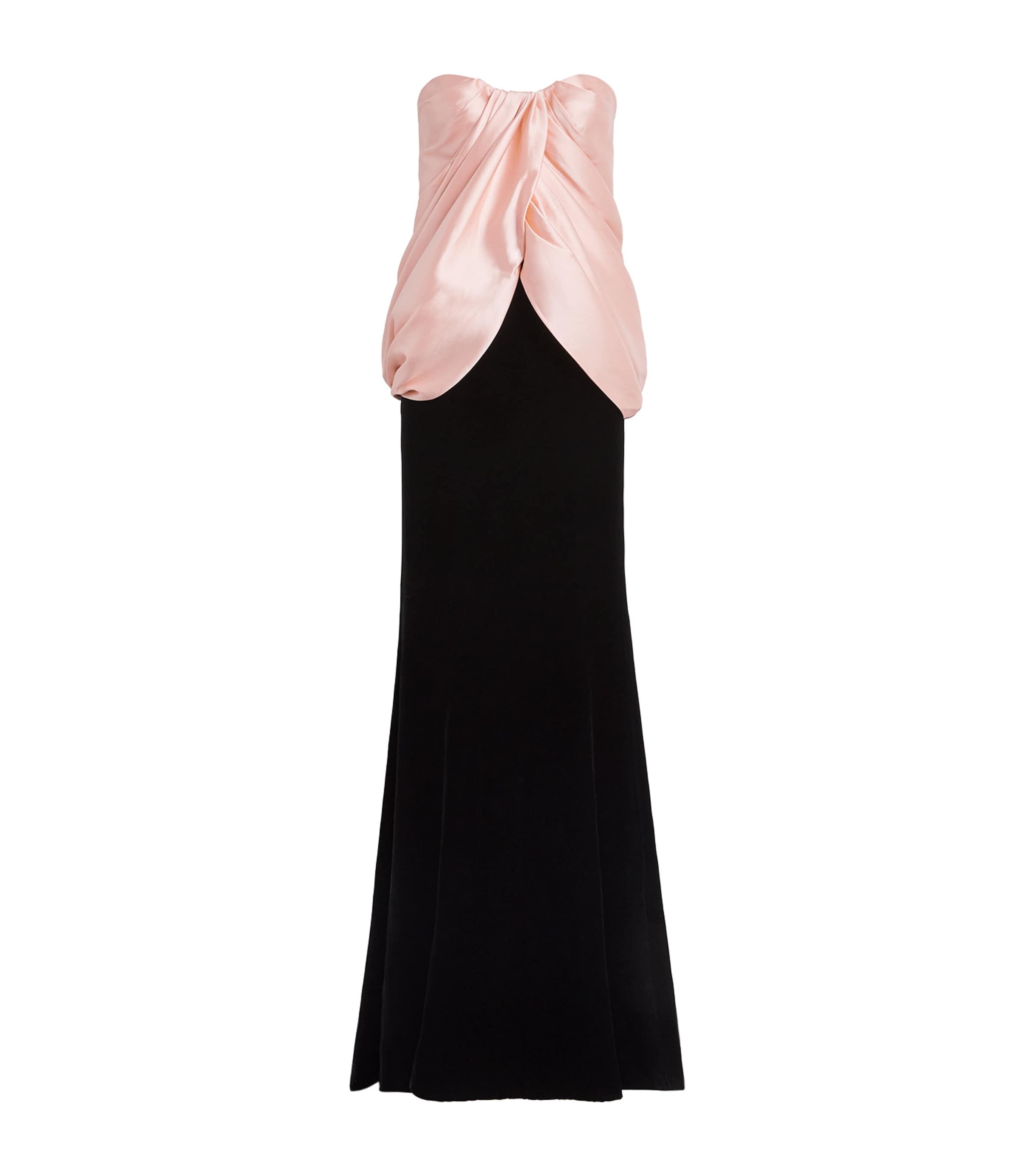 Costarellos Womens Velvet-Silk Mikado Sleeveless Gown Salmon / Black