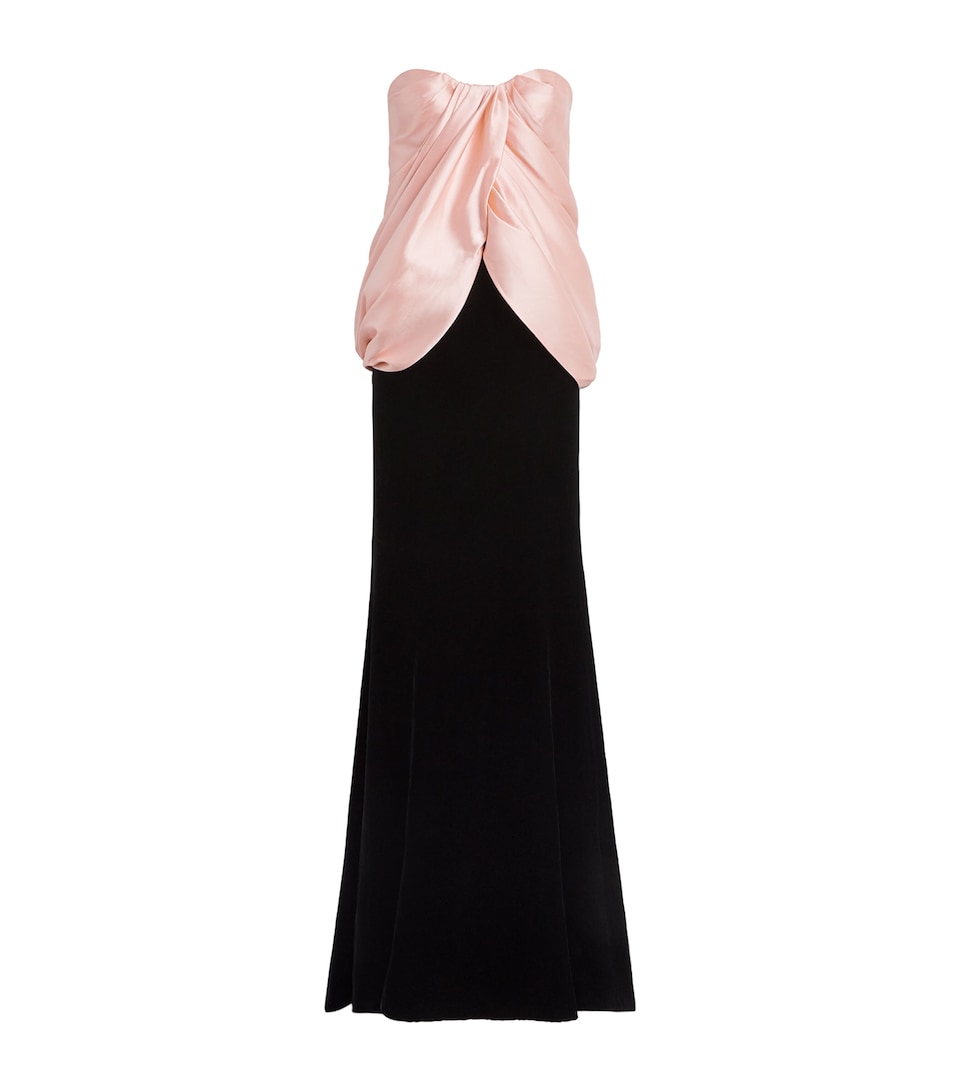 Costarellos Womens Velvet-Silk Mikado Sleeveless Gown Salmon / Black