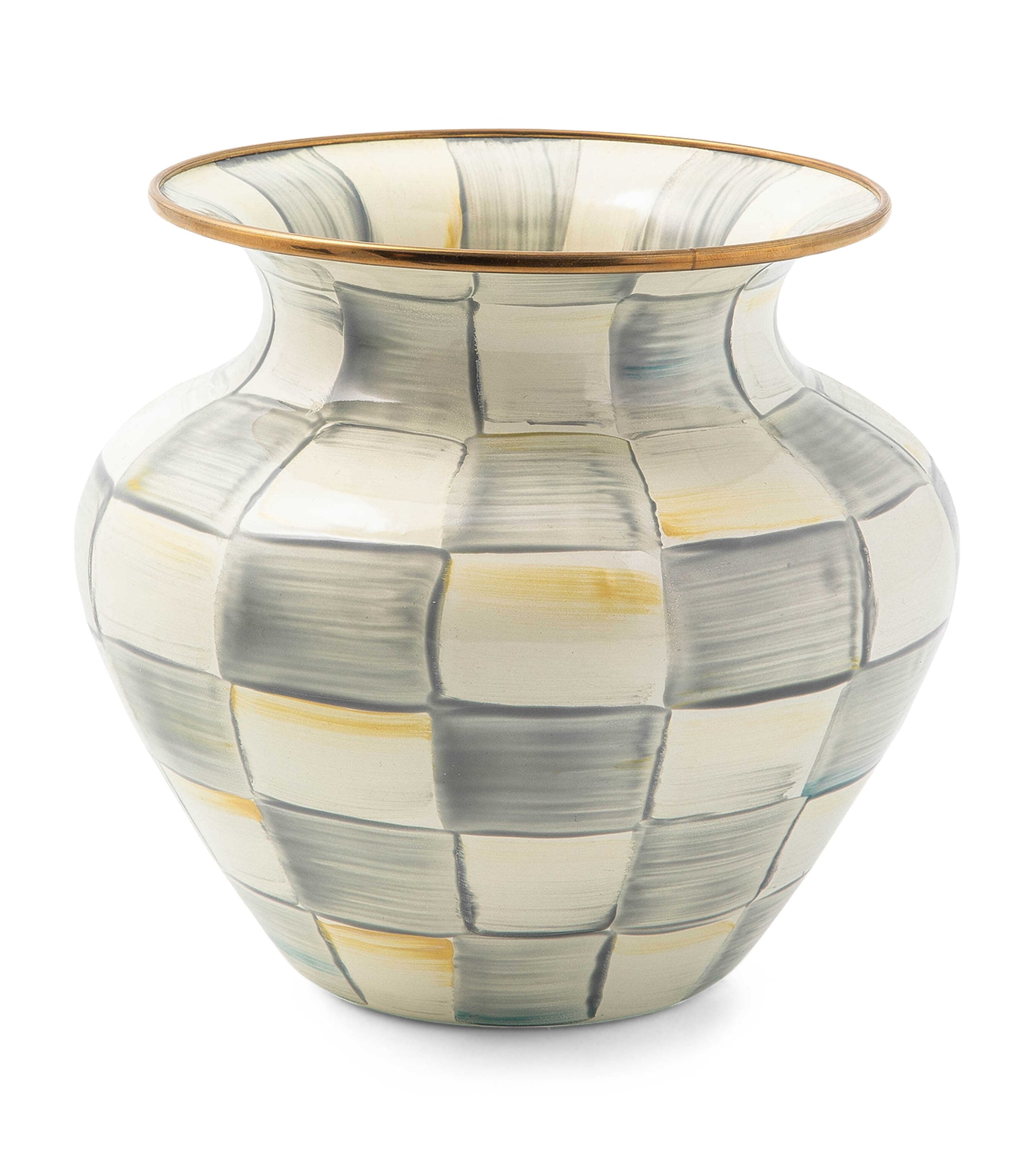 MacKenzie-Childs Large Sterling Check Vase (18cm) Grey