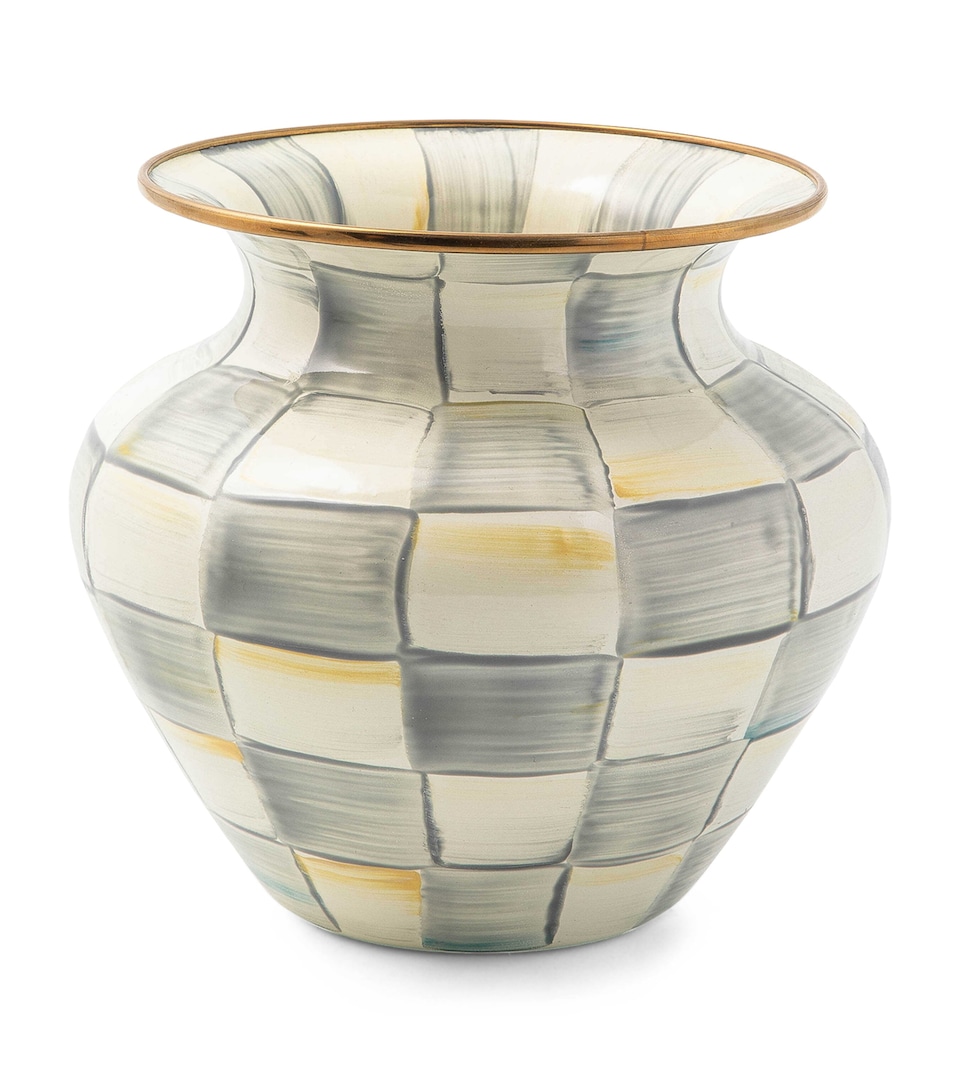 MacKenzie-Childs Large Sterling Check Vase (18cm) Grey