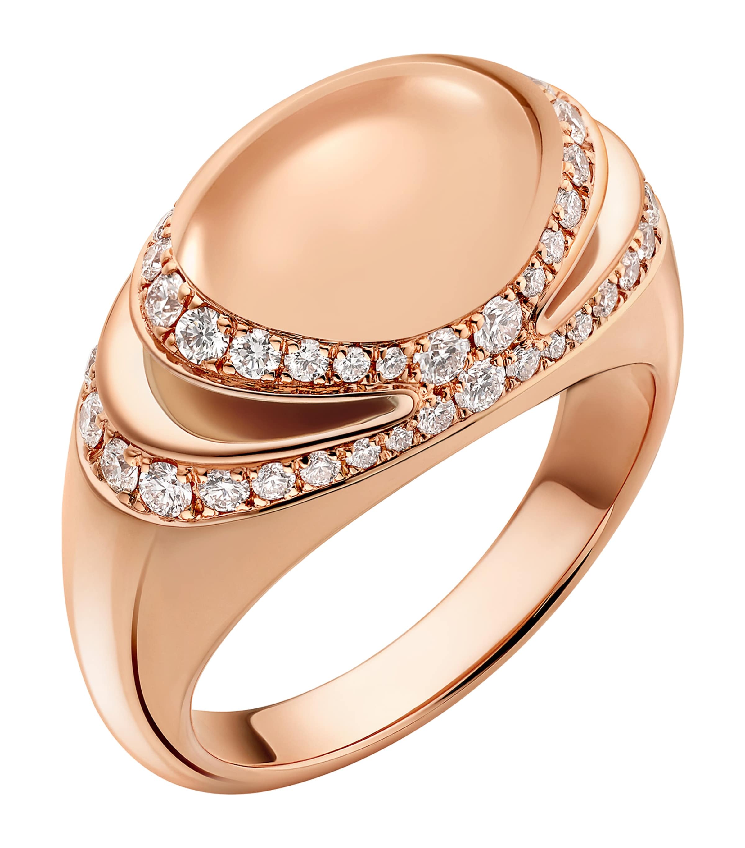 Bvlgari Rose Gold and Diamond Cabochon Ring Pink Gold