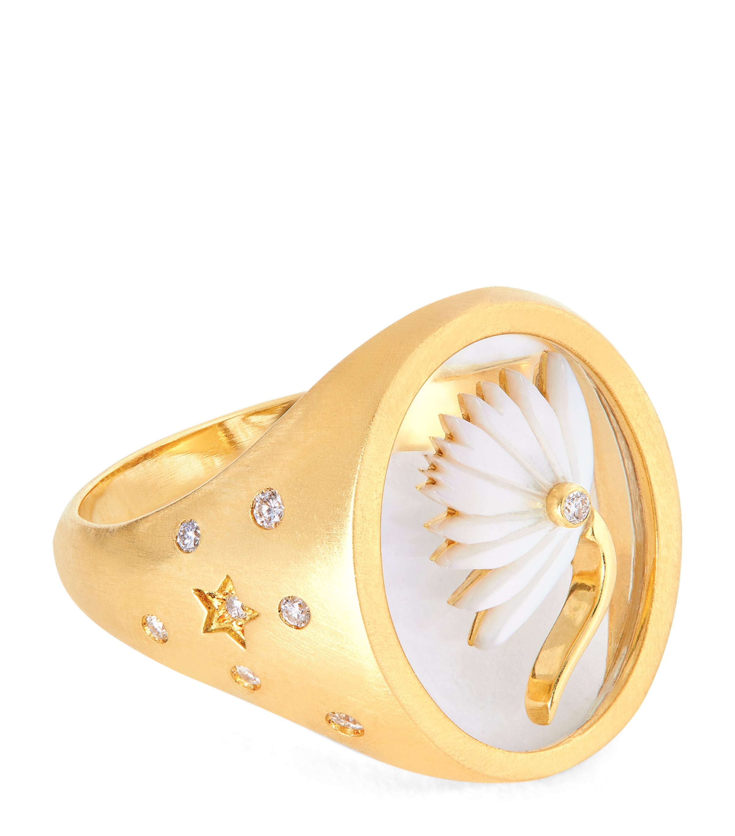 Yellow Gold, Diamond and Mother-of-Pearl Wared 2.0 Ring