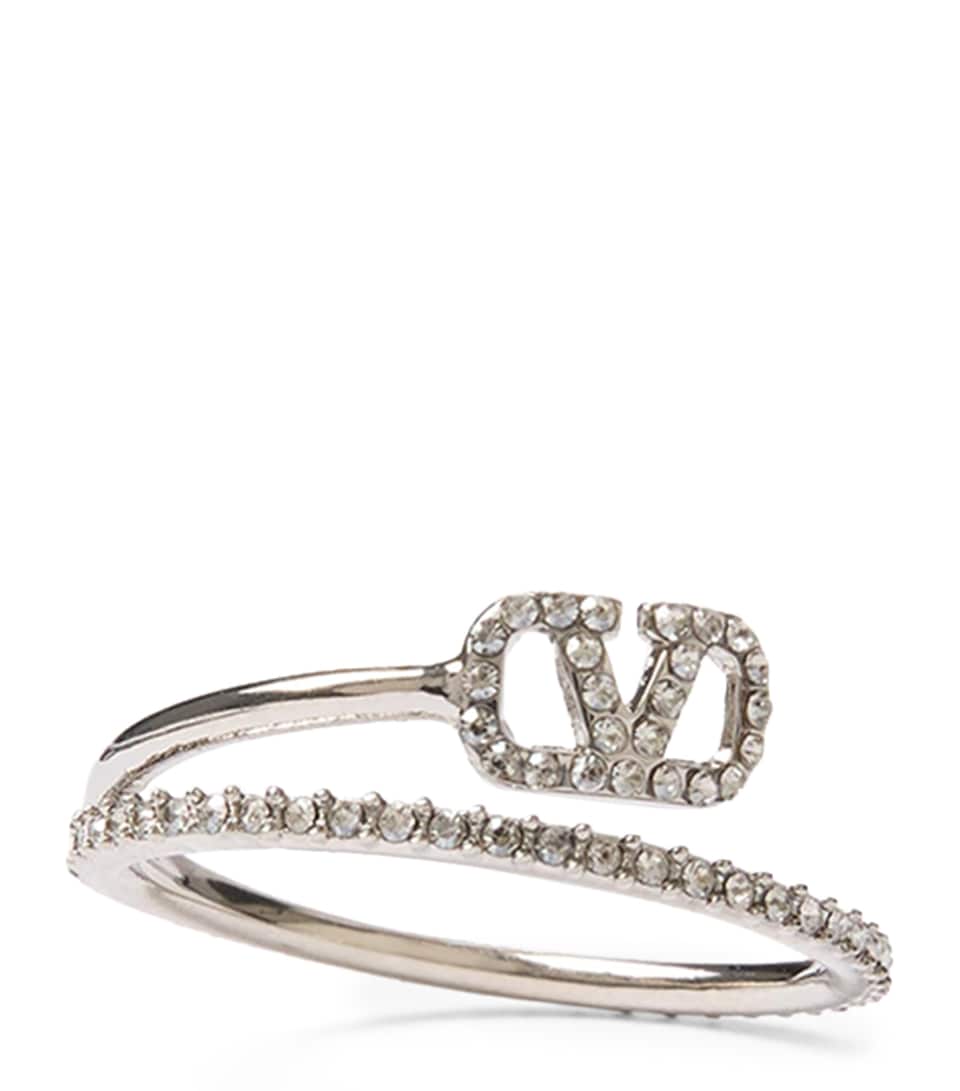 Embellished VLogo Signature Ring