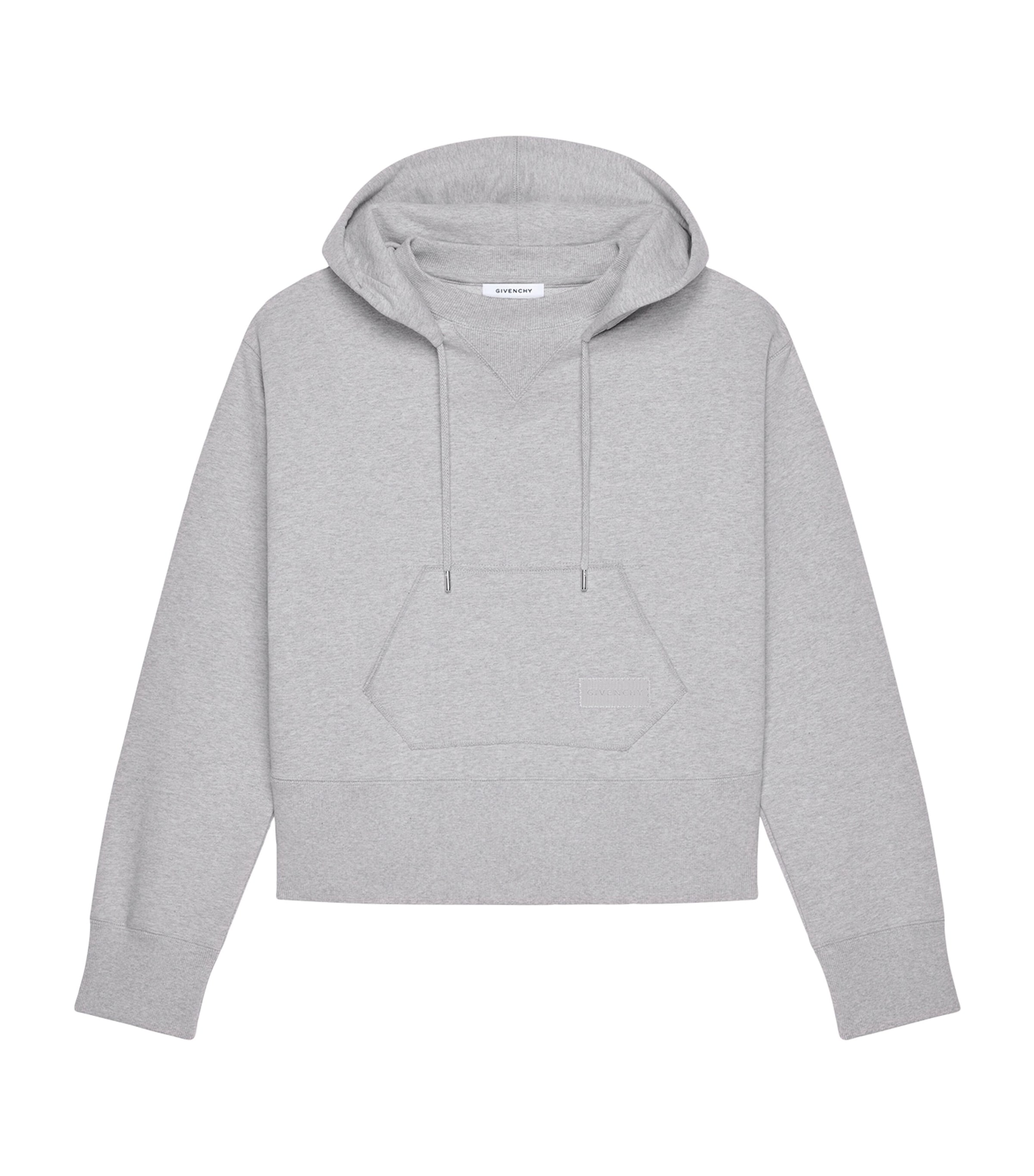 Givenchy Mens Cotton Double-Collar Hoodie Light Grey Melange