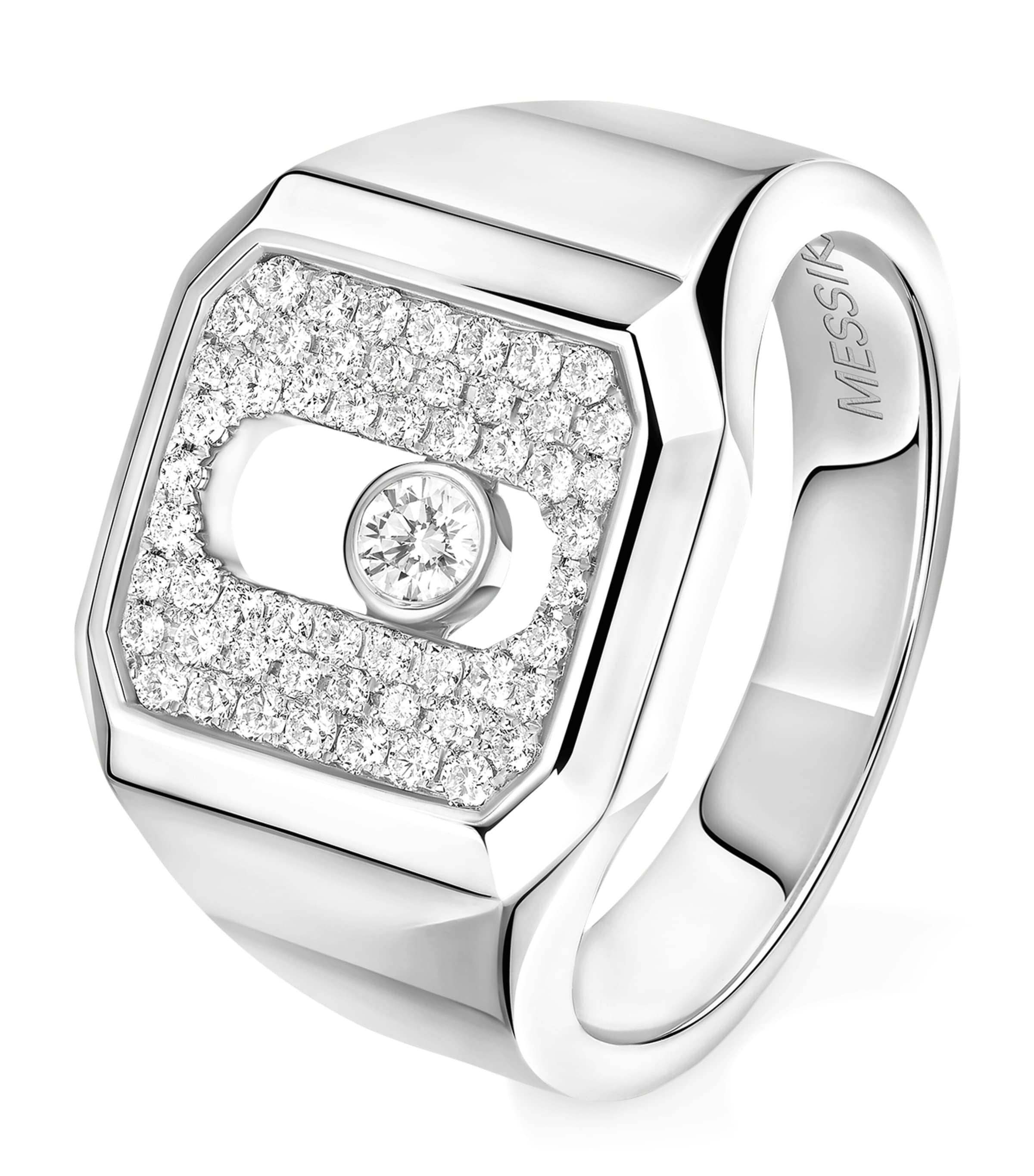 Messika Move Joaillerie White Gold and Diamond Pavé Signet Ring (0.27ct) White Gold