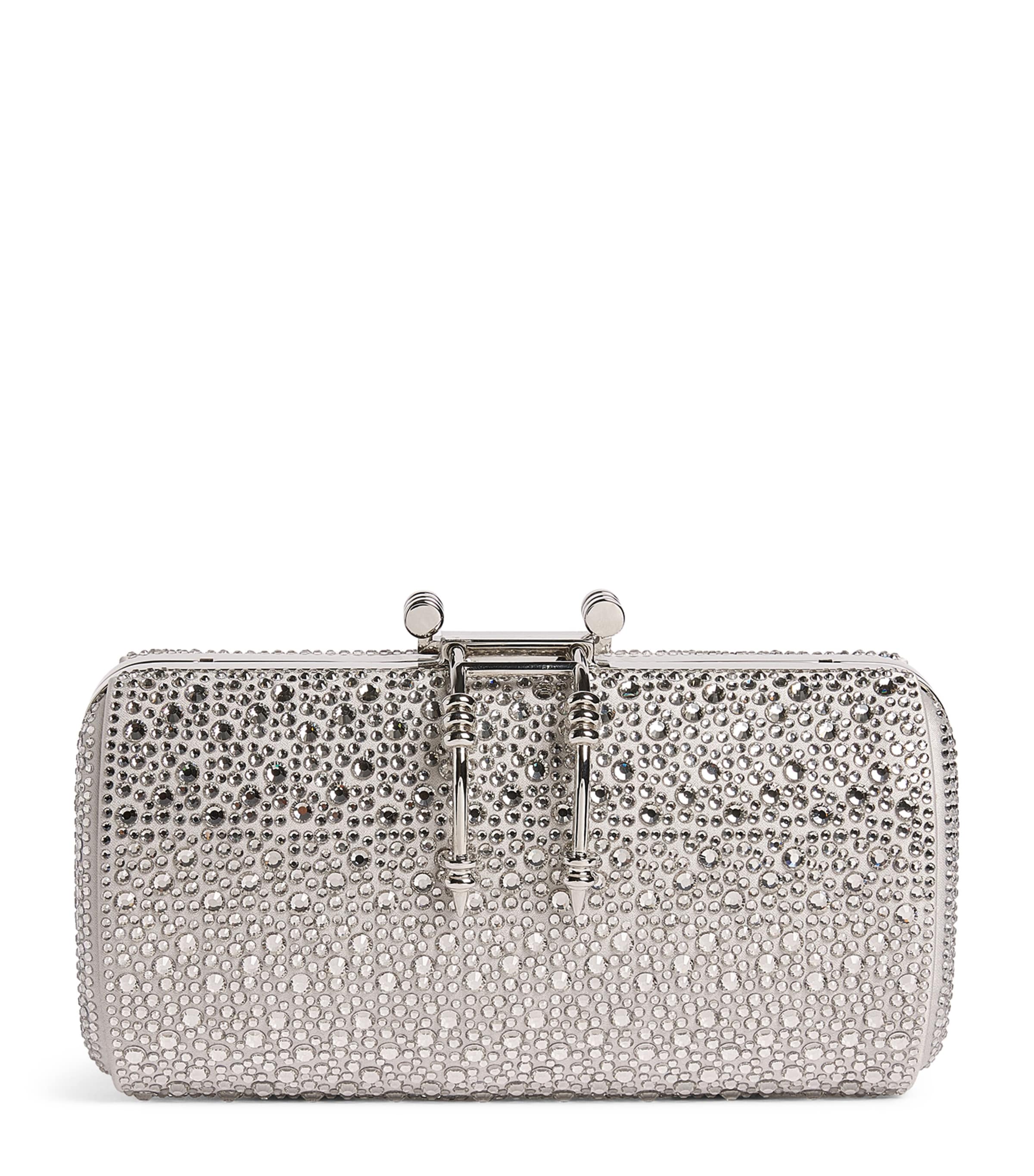 OKHTEIN Crystal Soirée Clutch Bag Silver Crystals