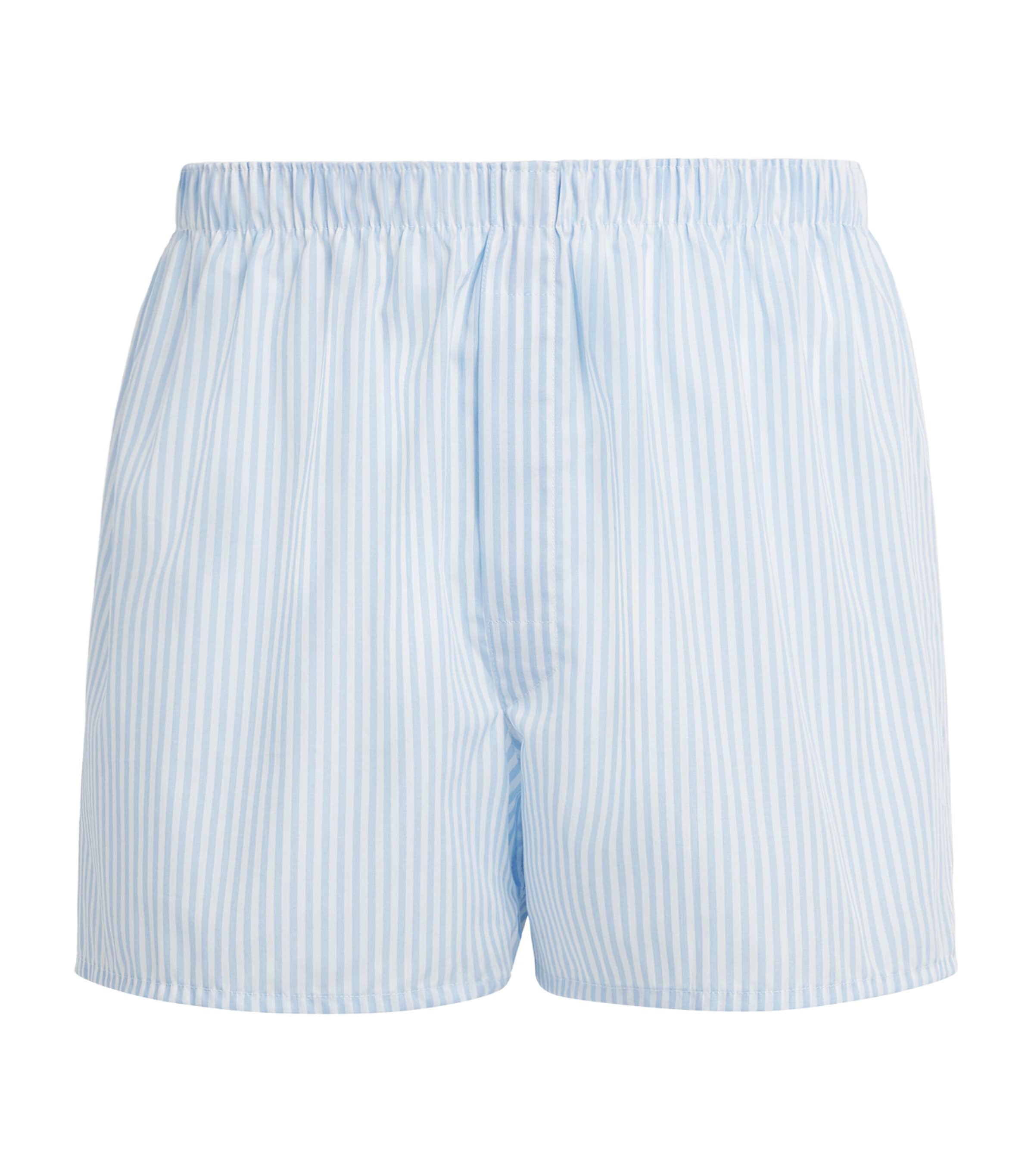 Sunspel Mens Cotton Classic Boxer Shorts White/lt Blue B