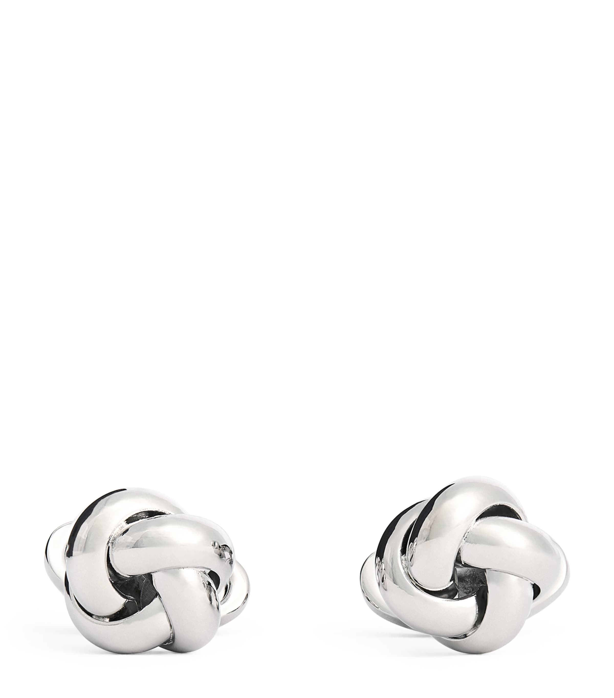 Babette Wasserman Rhodium-Plated Metal Knot Cufflinks Silver